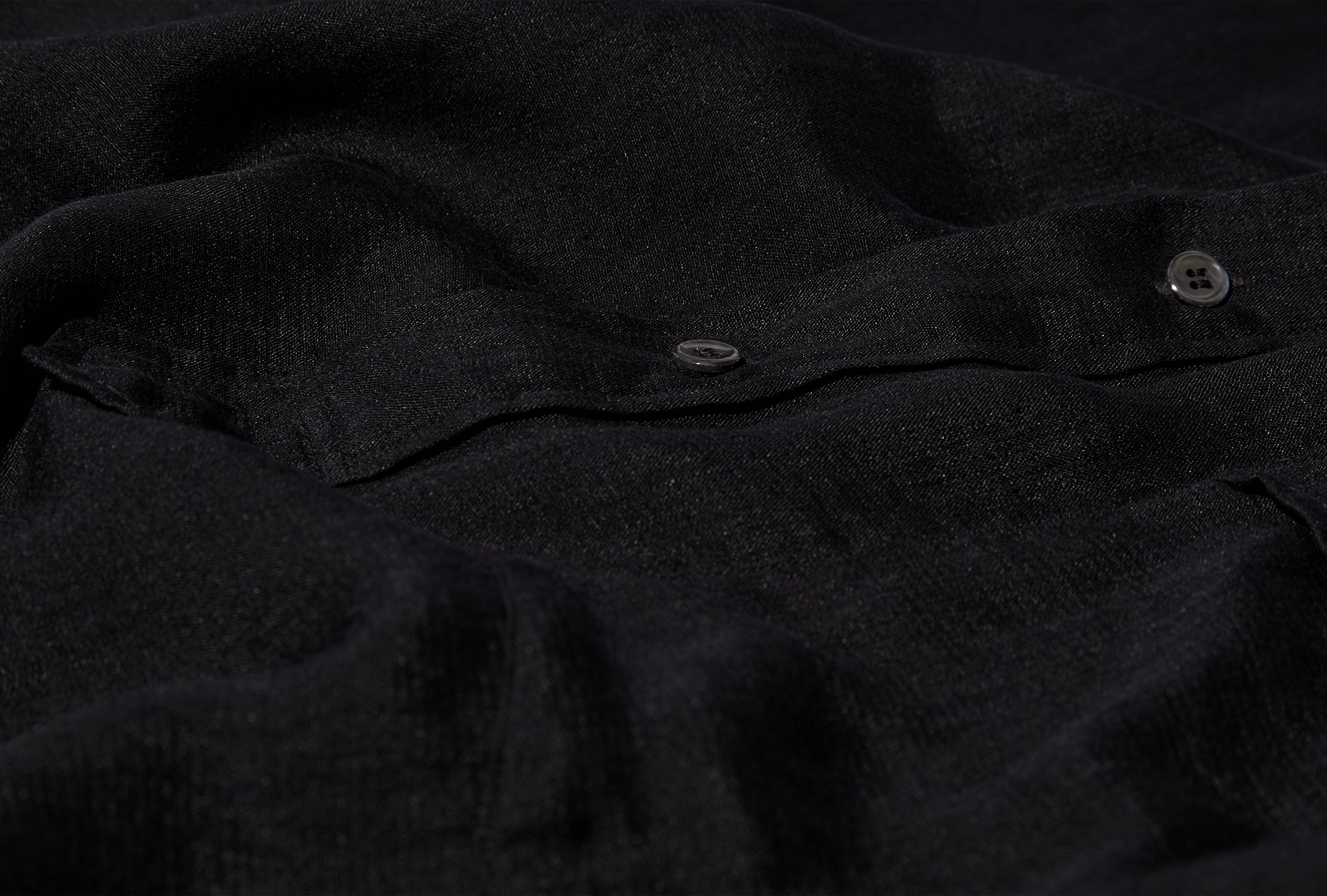 LINEN DOUBLE CLOTH PULLOVER SHIRT B01-02007  Black