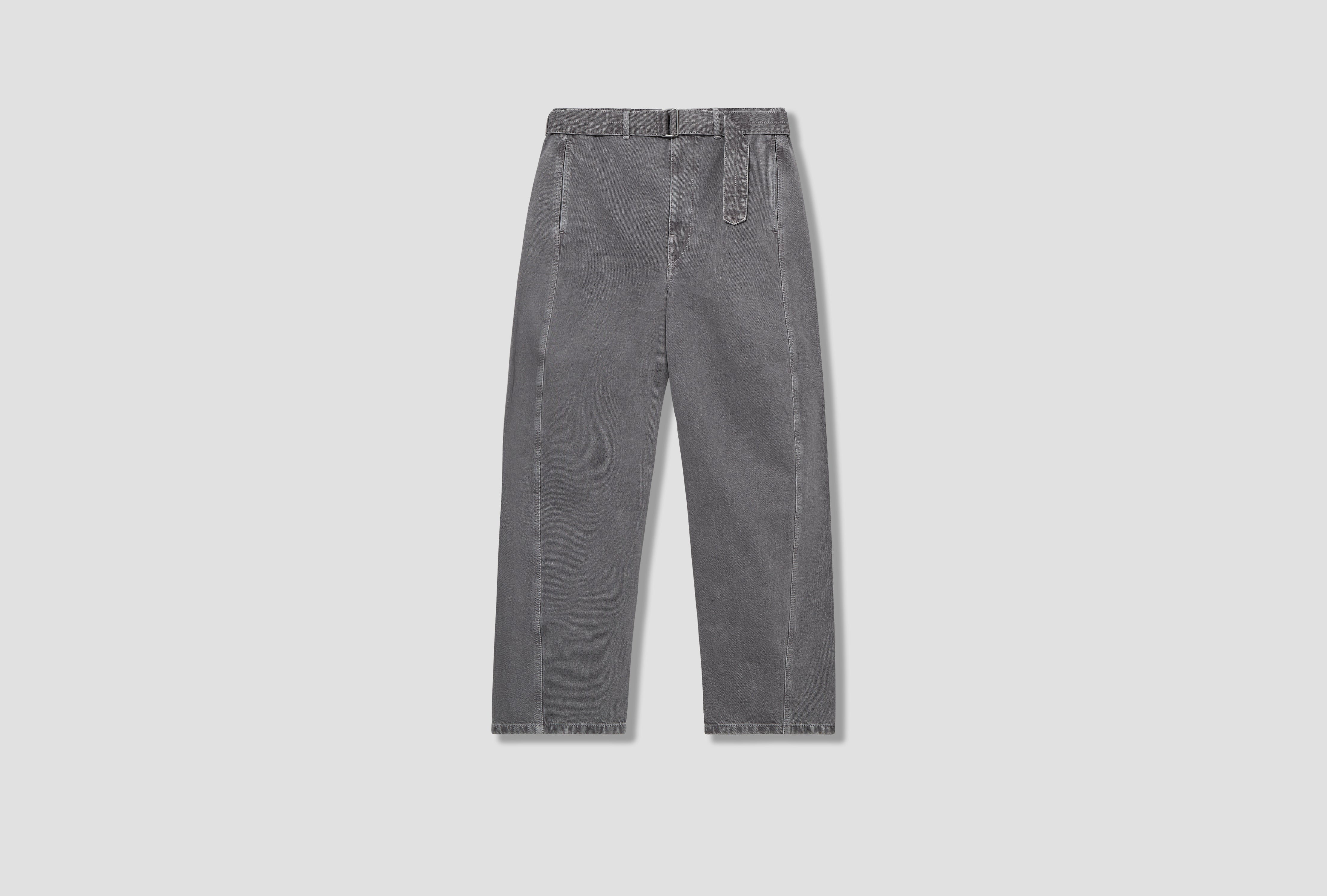 TWISTED BELTED PANTS - GARMENT DYED SNOW HEAVY DENIM PA326 LD1062 Grey