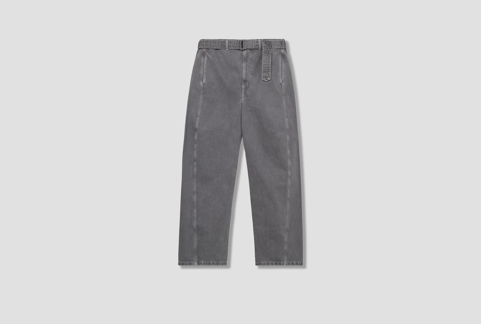 TWISTED BELTED PANTS - GARMENT DYED SNOW HEAVY DENIM PA326 LD1062 Grey