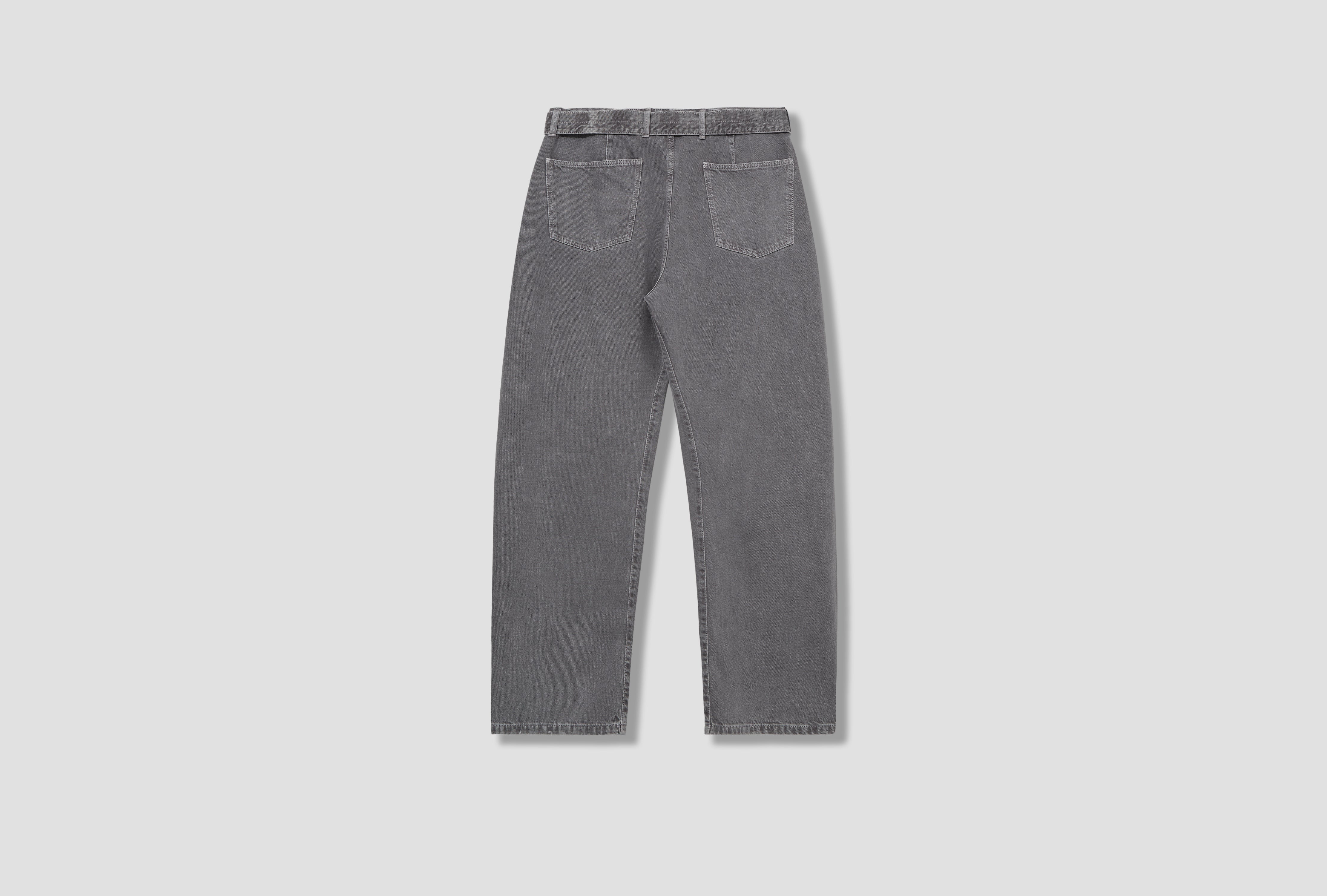 TWISTED BELTED PANTS - GARMENT DYED SNOW HEAVY DENIM PA326 LD1062 Grey