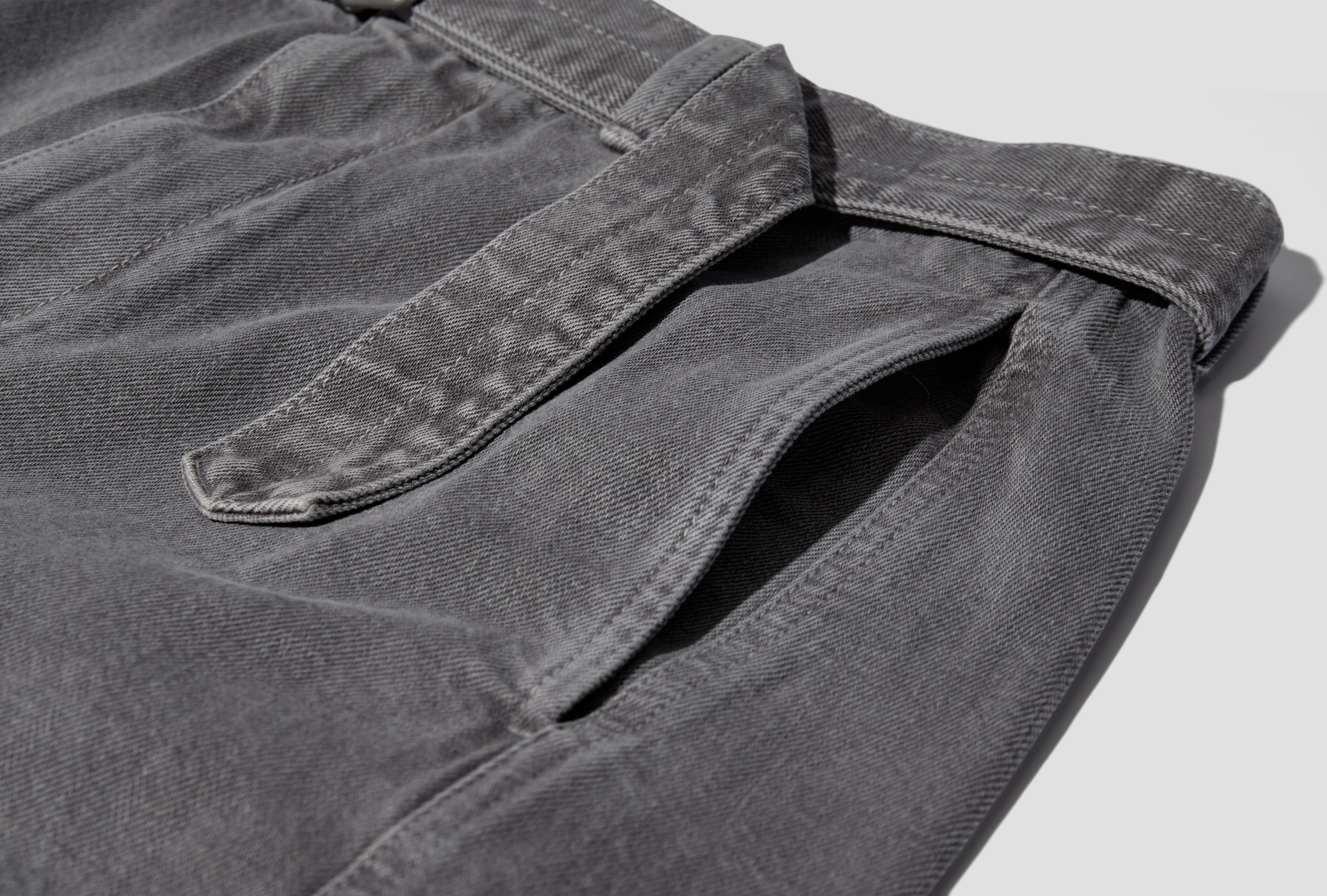 TWISTED BELTED PANTS - GARMENT DYED SNOW HEAVY DENIM PA326 LD1062 Grey