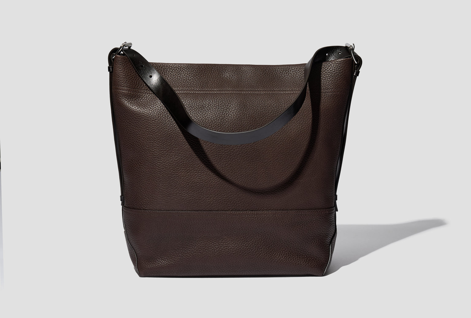 BELTED TOTE BAG - GRAINED COW LEATHER BG0153 LL0166 Dark brown