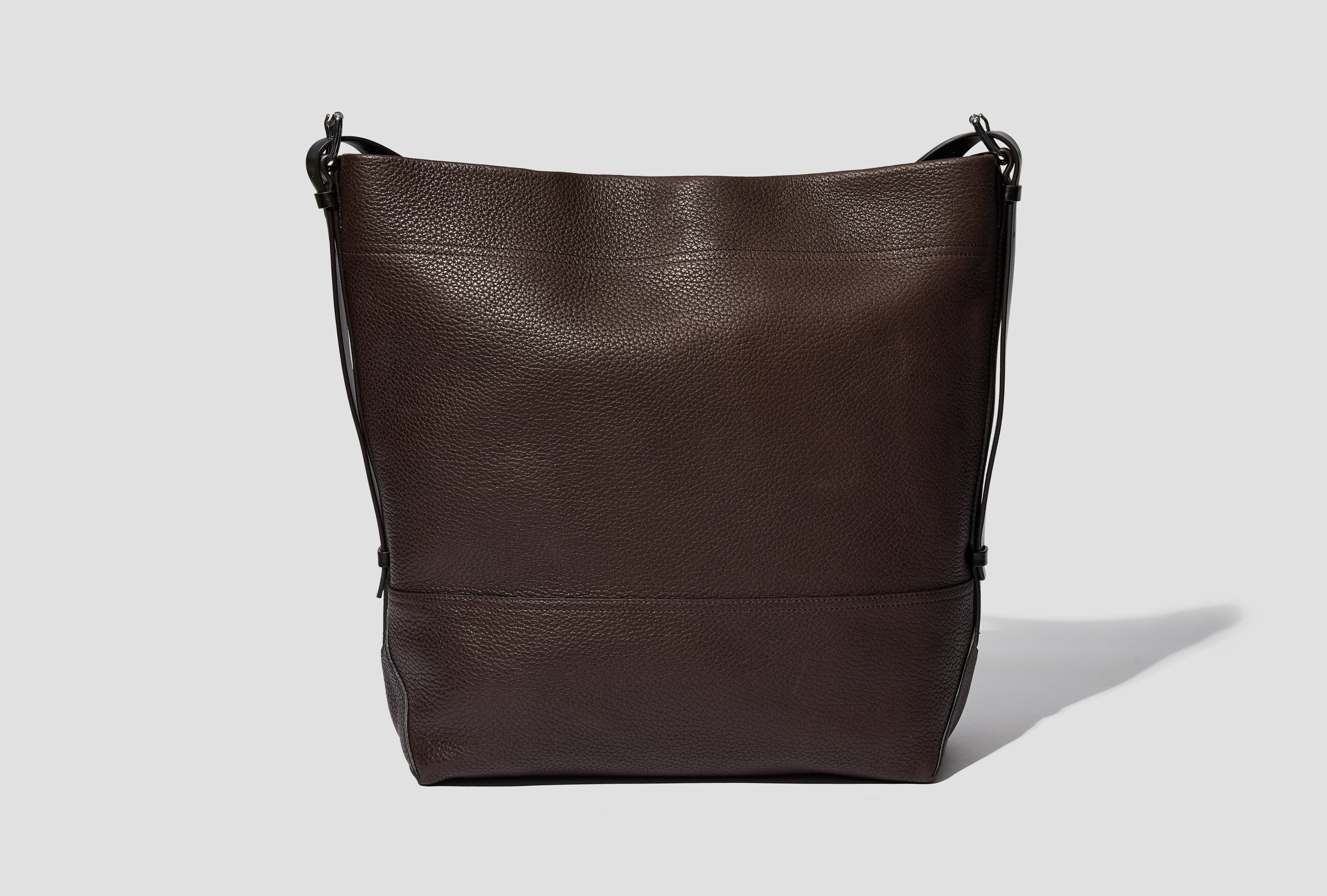 BELTED TOTE BAG - GRAINED COW LEATHER BG0153 LL0166 Dark brown