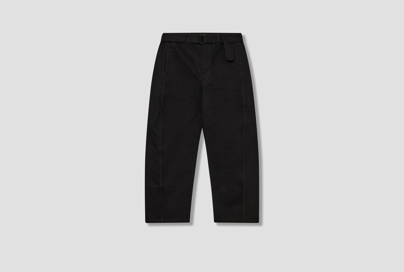 TWISTED BELTED PANTS - HEAVY BLACK DENIM PA326 LD1055 Black