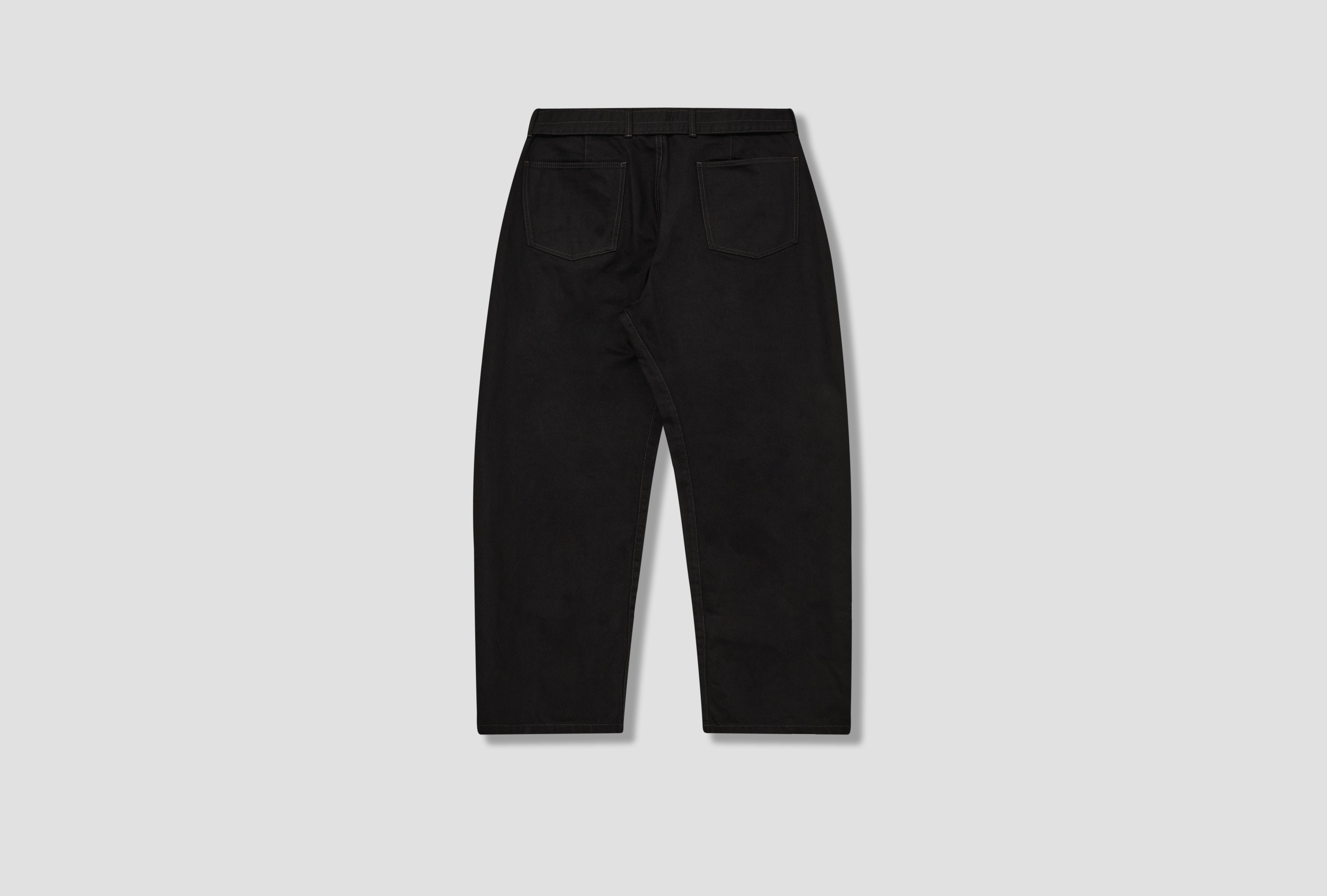 TWISTED BELTED PANTS - HEAVY BLACK DENIM PA326 LD1055 Black