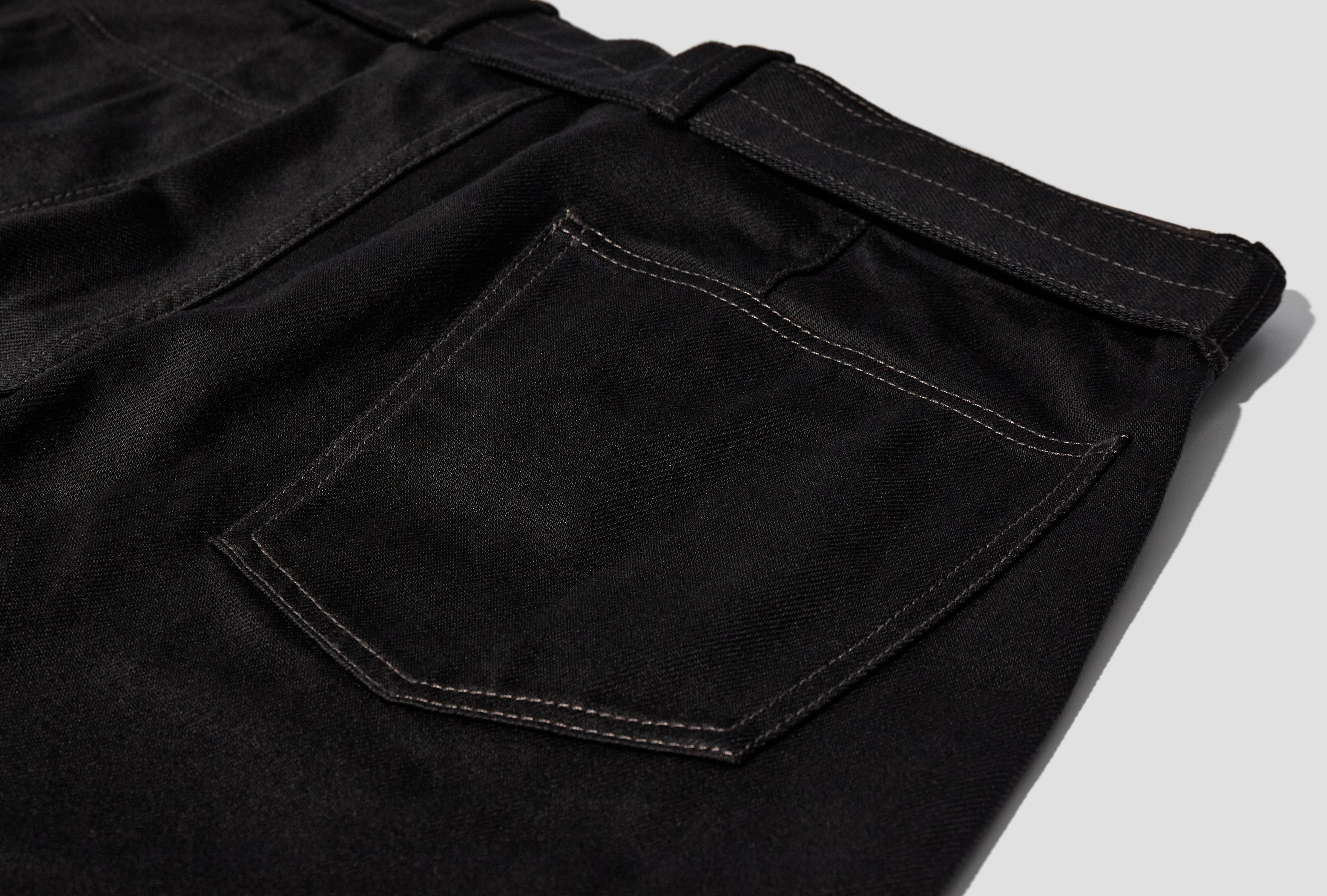 TWISTED BELTED PANTS - HEAVY BLACK DENIM PA326 LD1055 Black