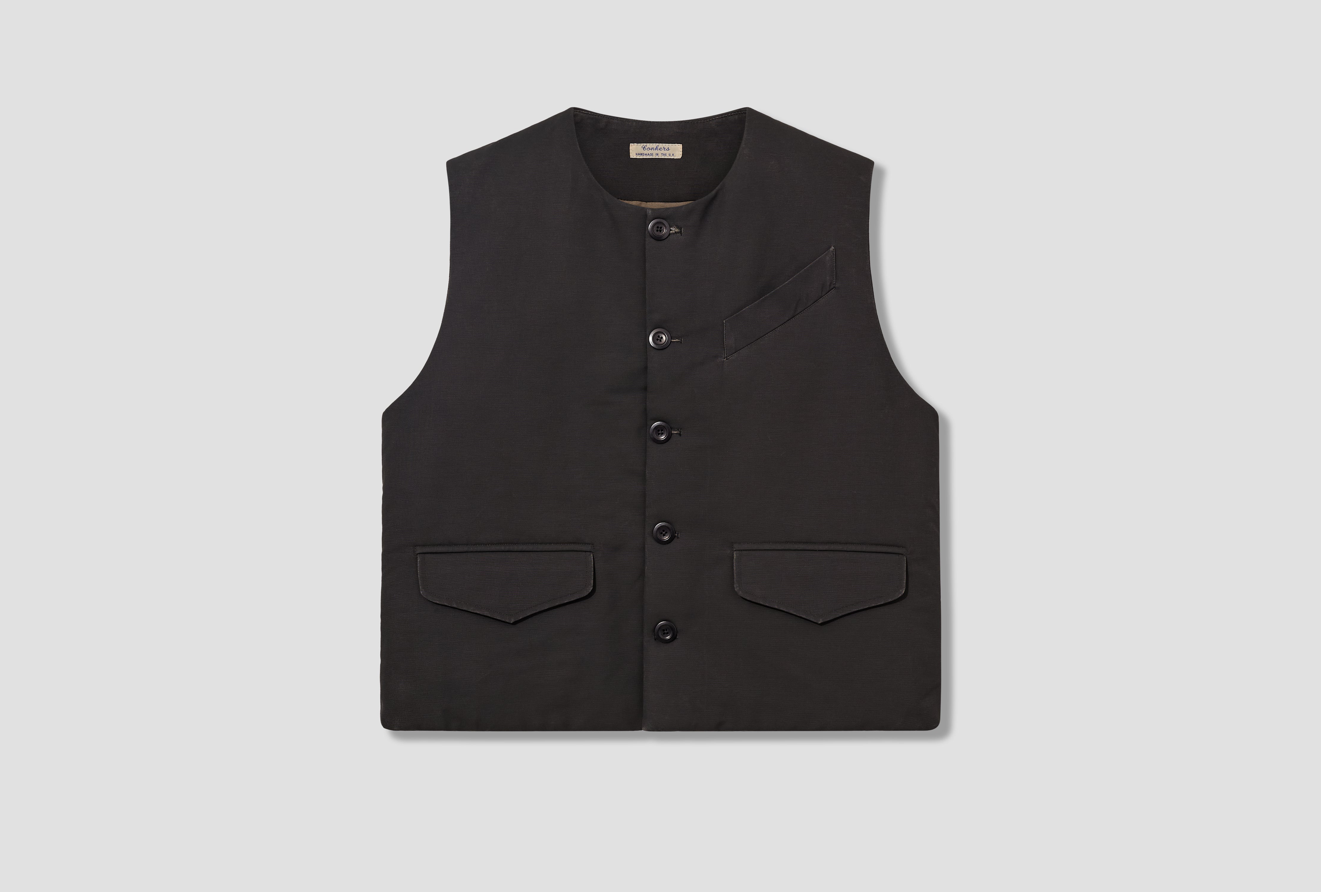 WADDED WAISTCOAT - BLACK AW-025-004