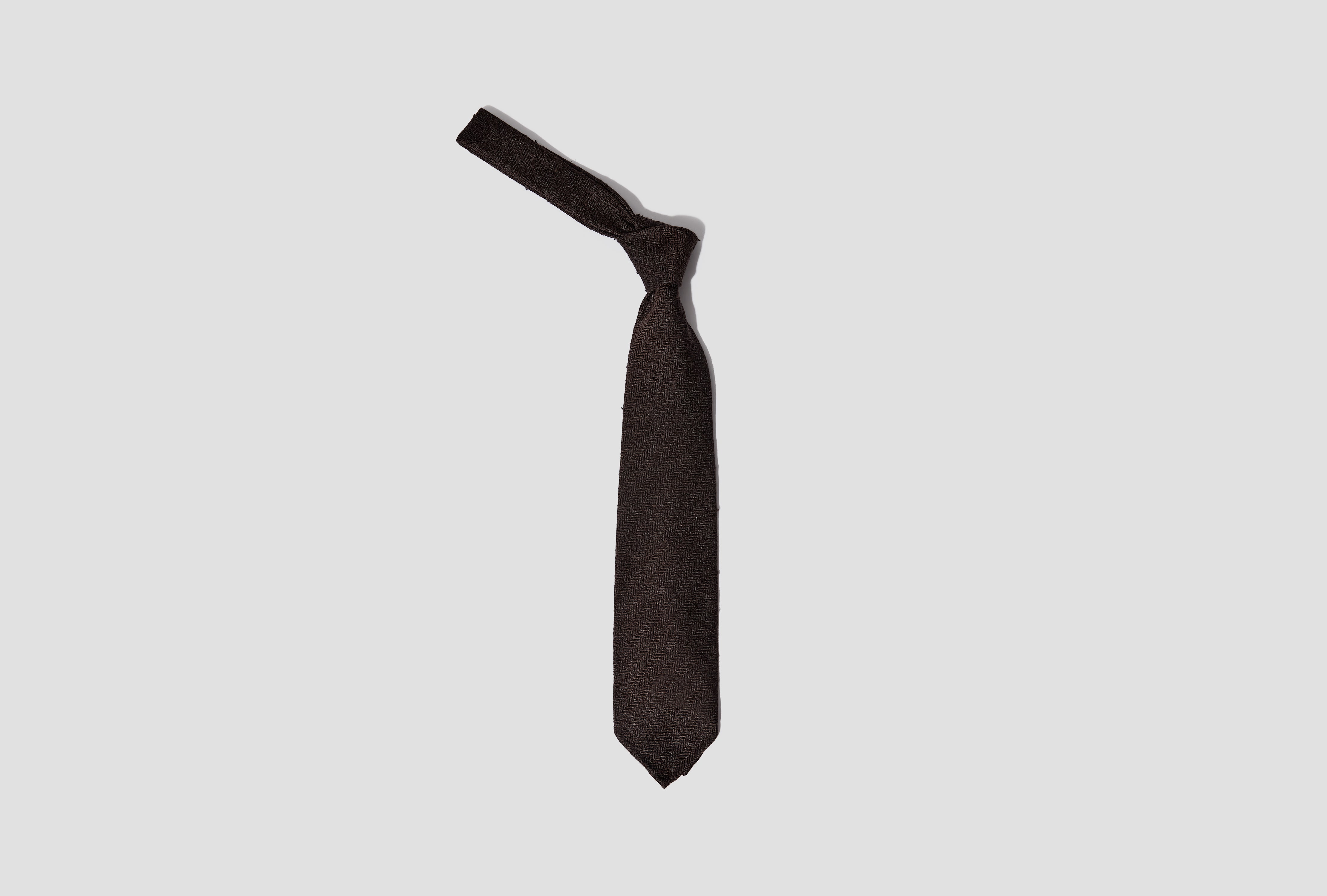 SOLID SHANTUNG SILK TIE DR1AAR 25642-02 Brown