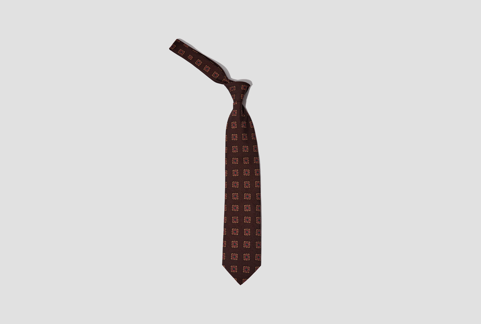 FLOWER MEDALLION WOOL-SILK TIE DR1AAS 25675-01 Dark brown