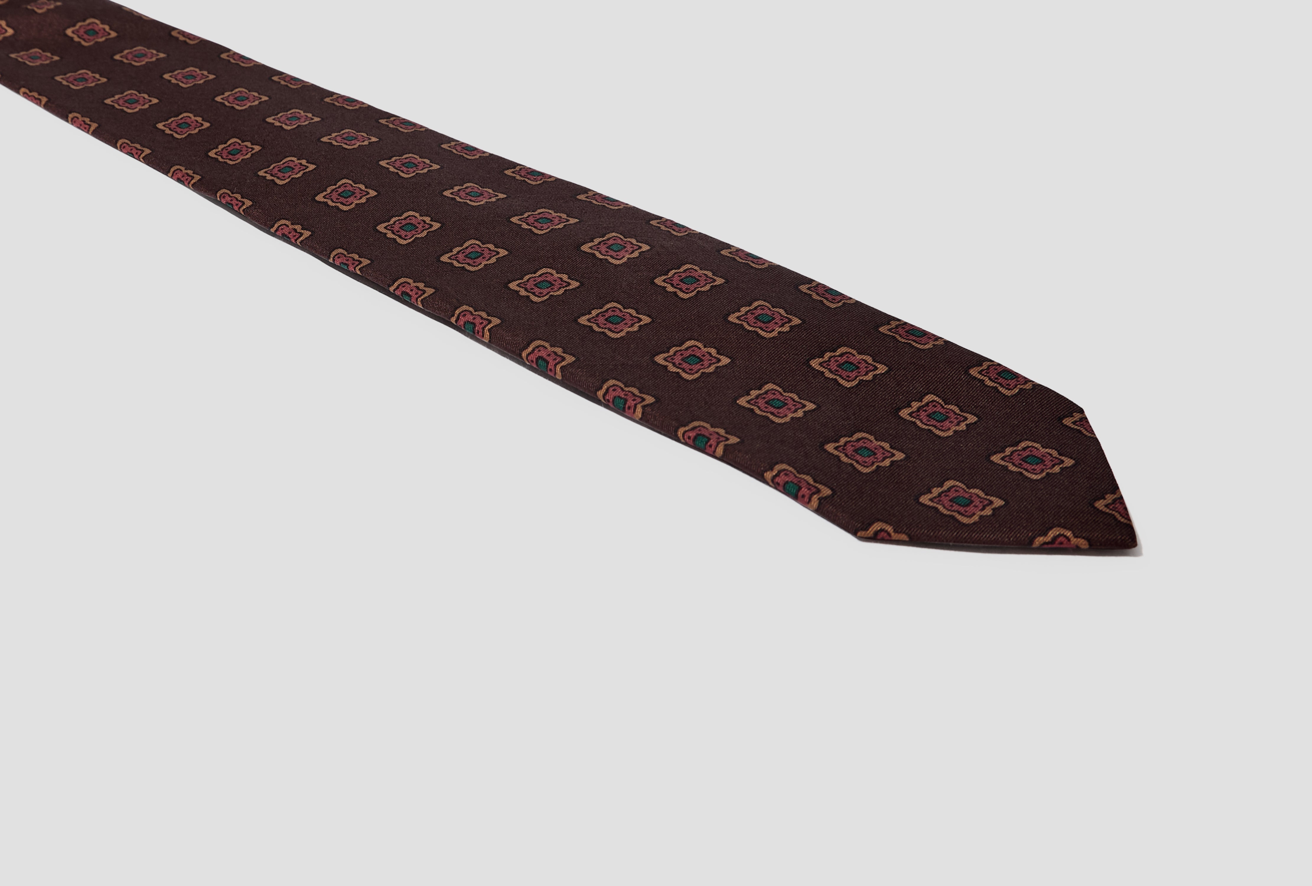 FLOWER MEDALLION WOOL-SILK TIE DR1AAS 25675-01 Dark brown