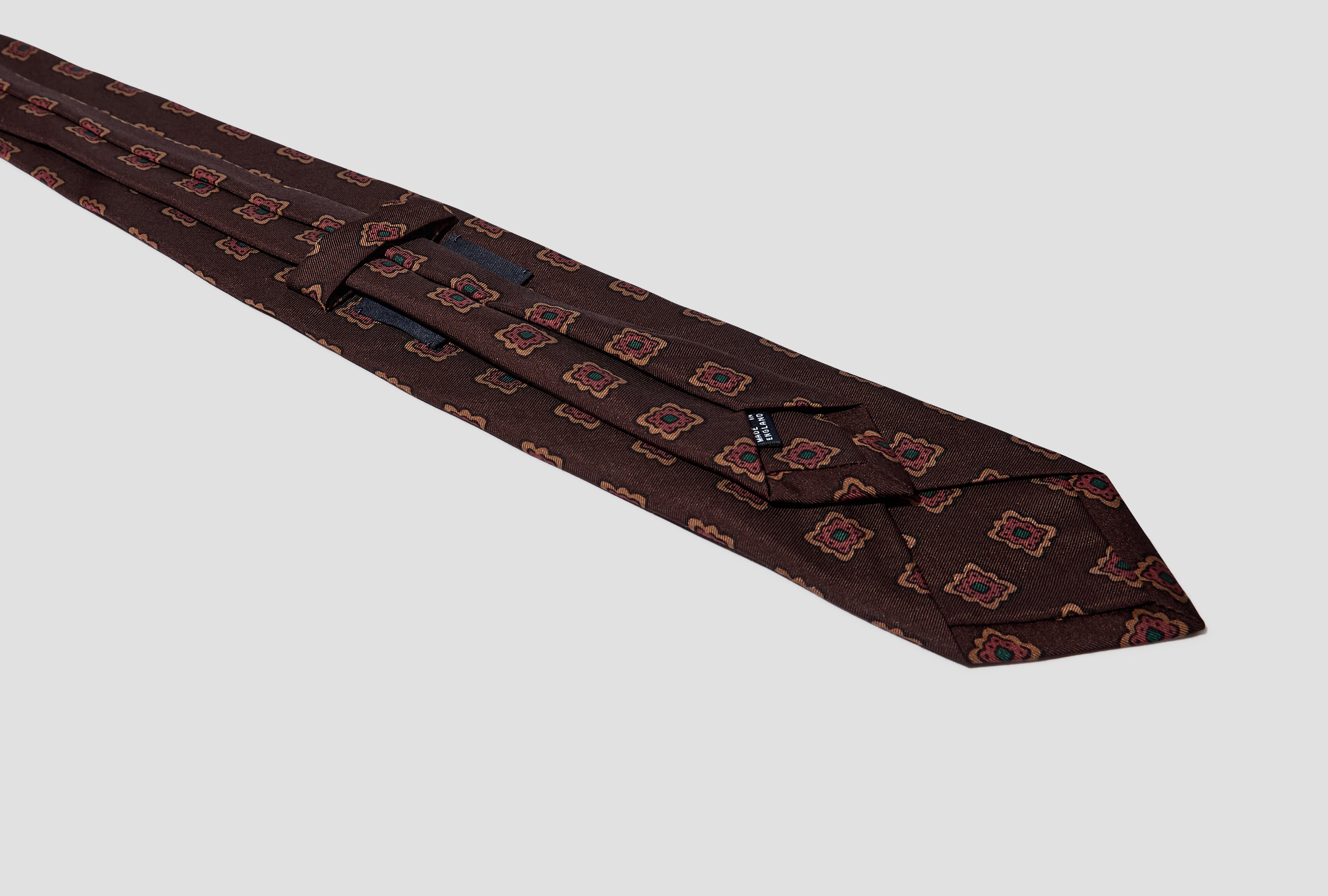FLOWER MEDALLION WOOL-SILK TIE DR1AAS 25675-01 Dark brown