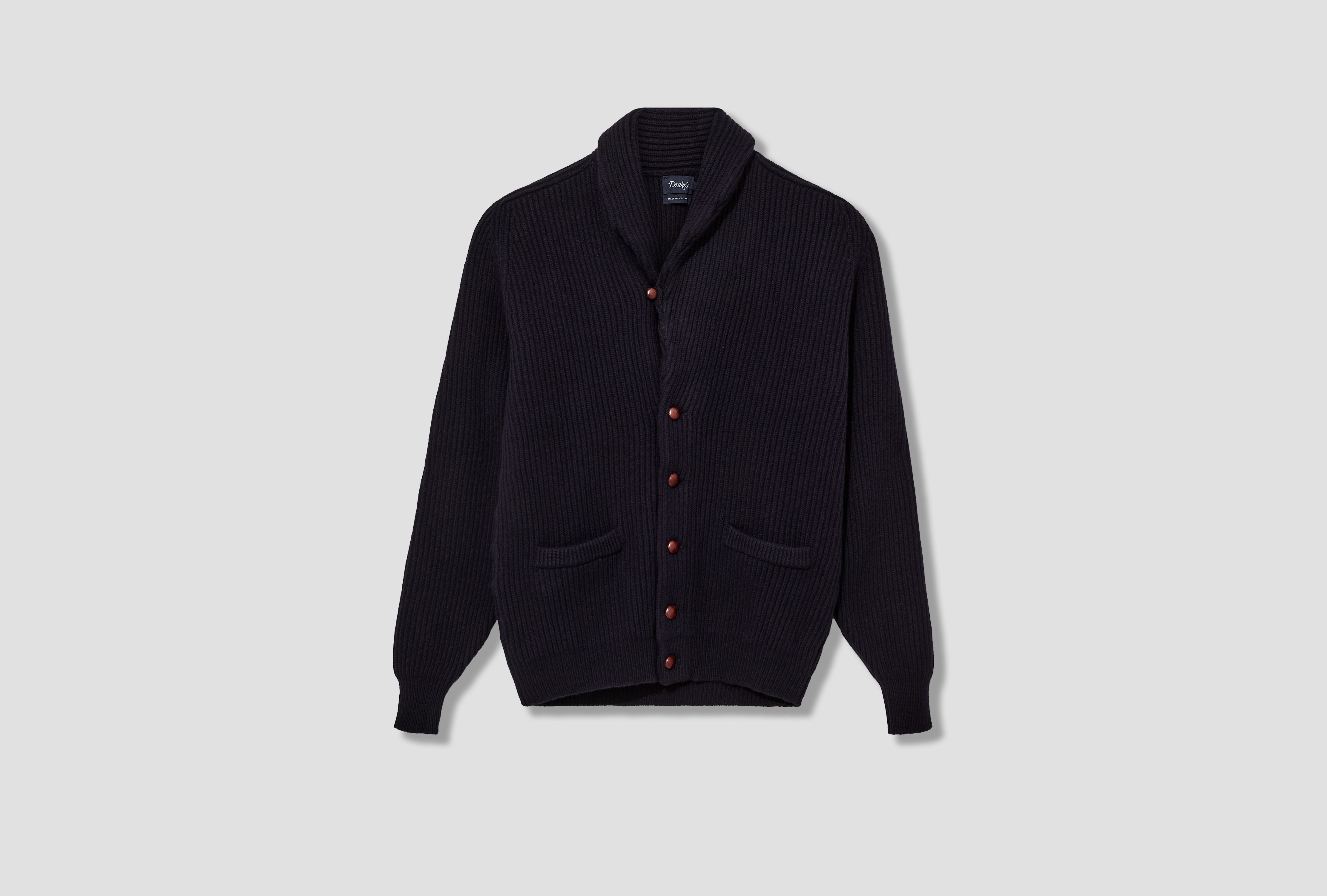 LAMBSWOOL SHAWL COLLAR RIB CARDIGAN DR2A3E 20818-05 Navy