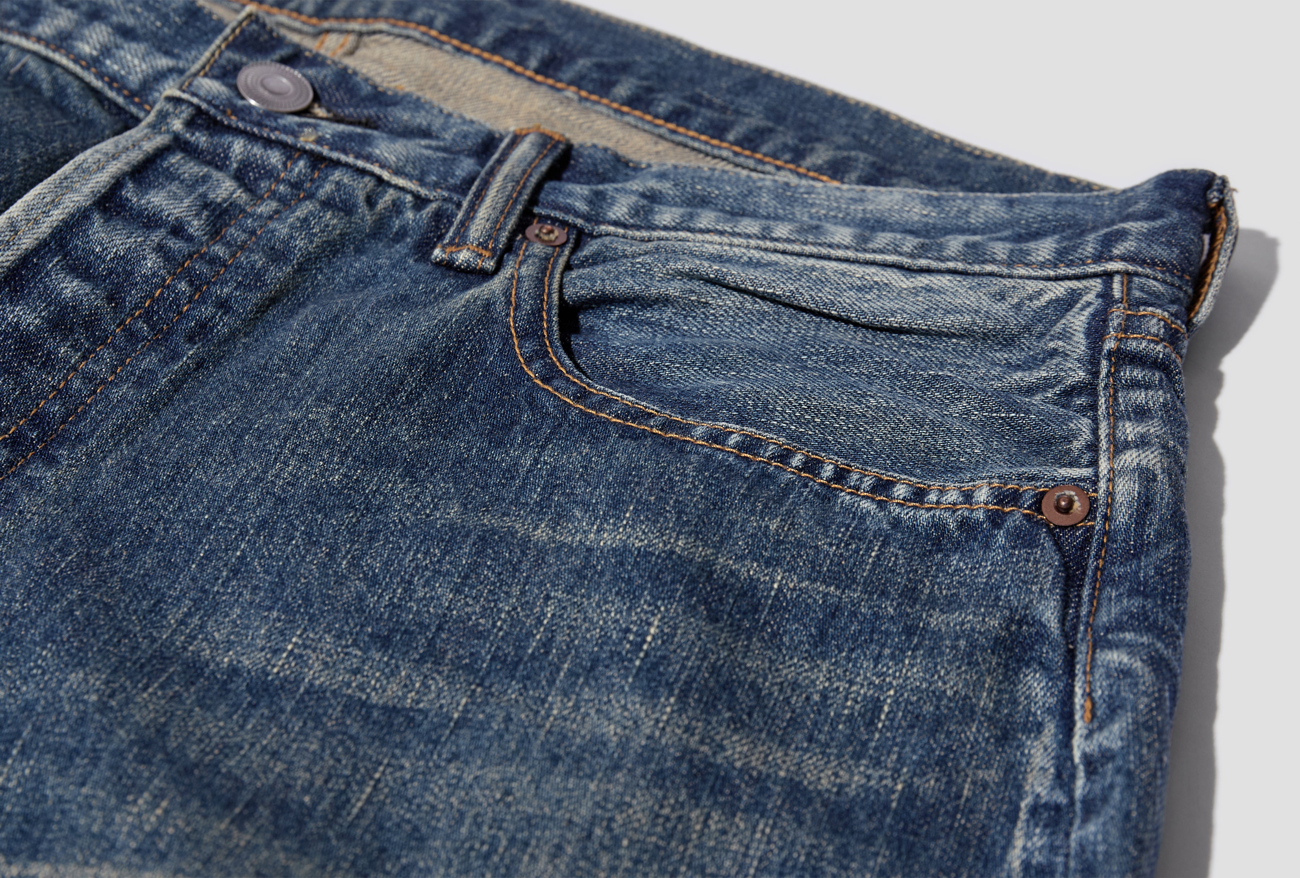 WASHED DENIM WIDE PANTS AP-4002 Blue