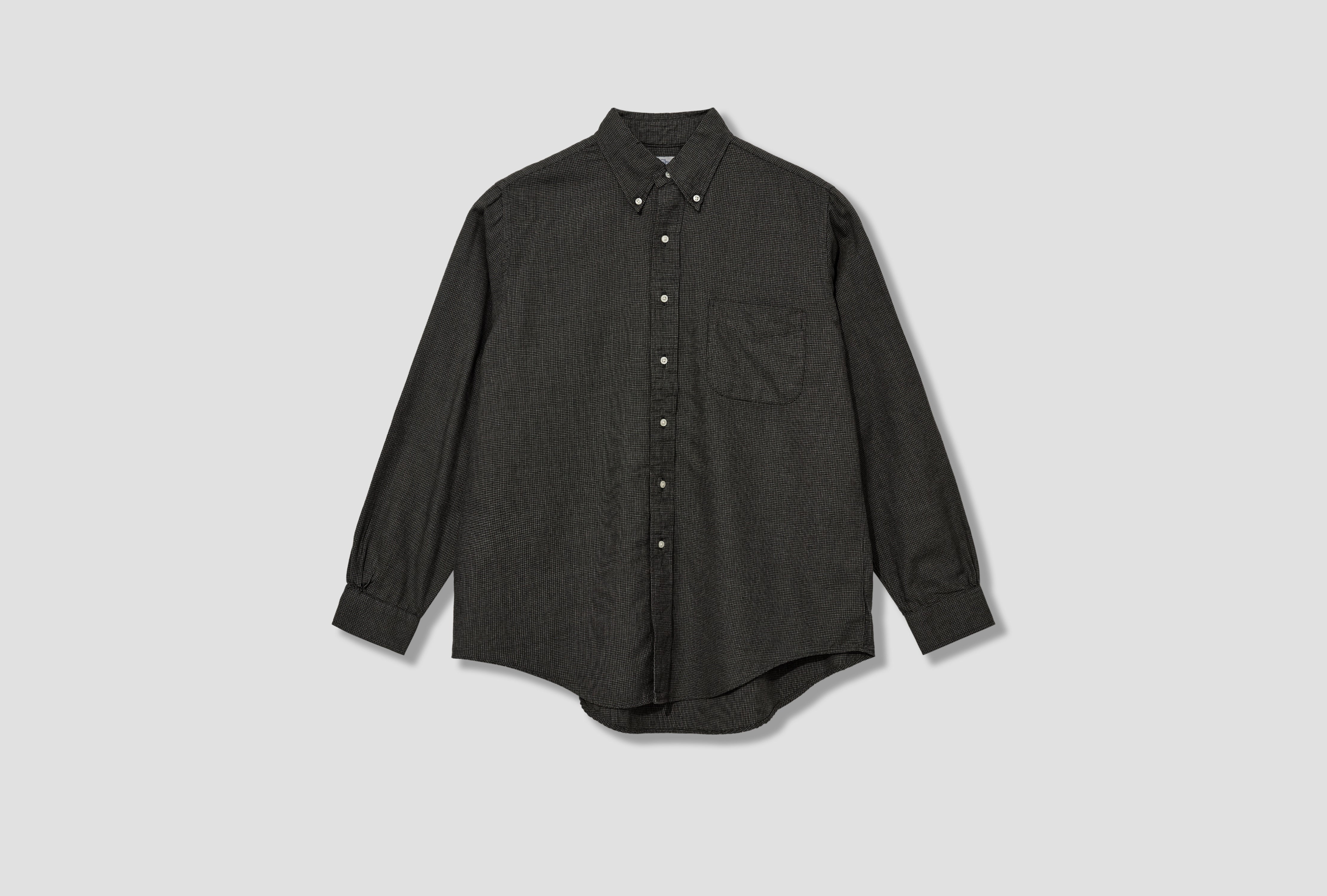 STANDARD BUTTON DOWN SHIRT SOFT SUBTLY BRUSHED MINI CHECK - FLANNEL 01-8112-60 Charcoal