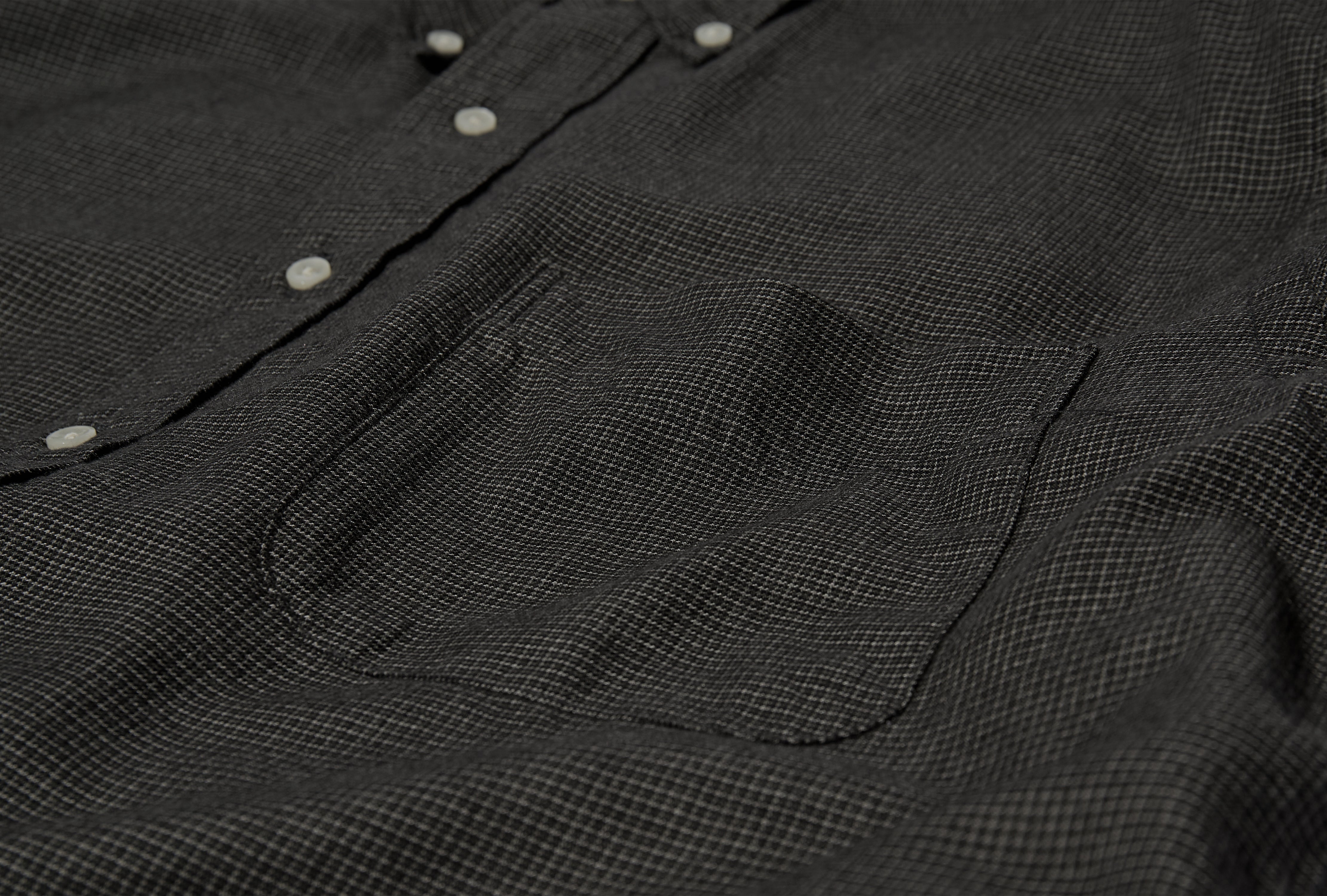 STANDARD BUTTON DOWN SHIRT SOFT SUBTLY BRUSHED MINI CHECK - FLANNEL 01-8112-60 Charcoal