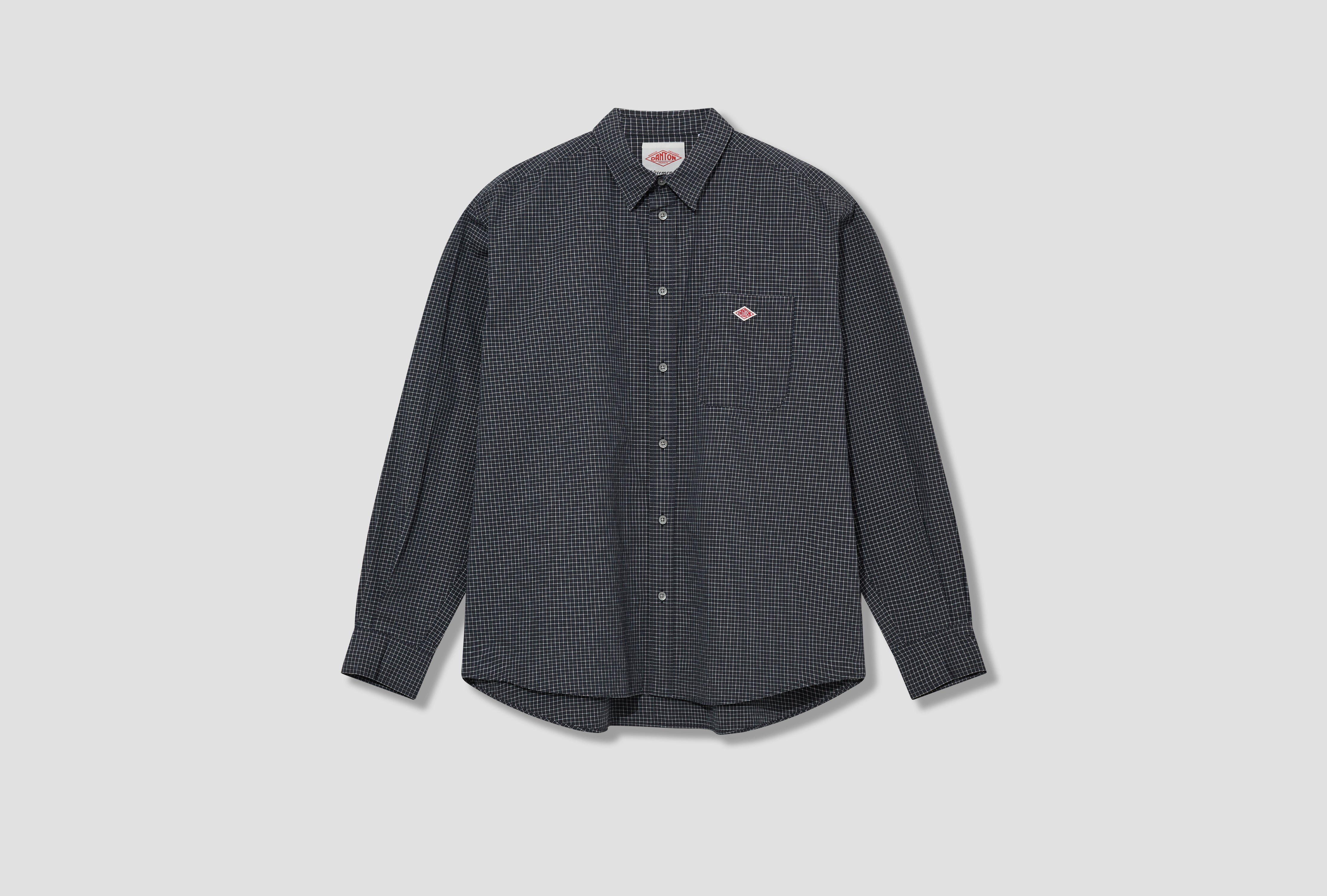 WORK SHIRT JACKET - 50/1COMPACT TYPEWRITER GRAPH CHECK #DT-B0392 CTH Black