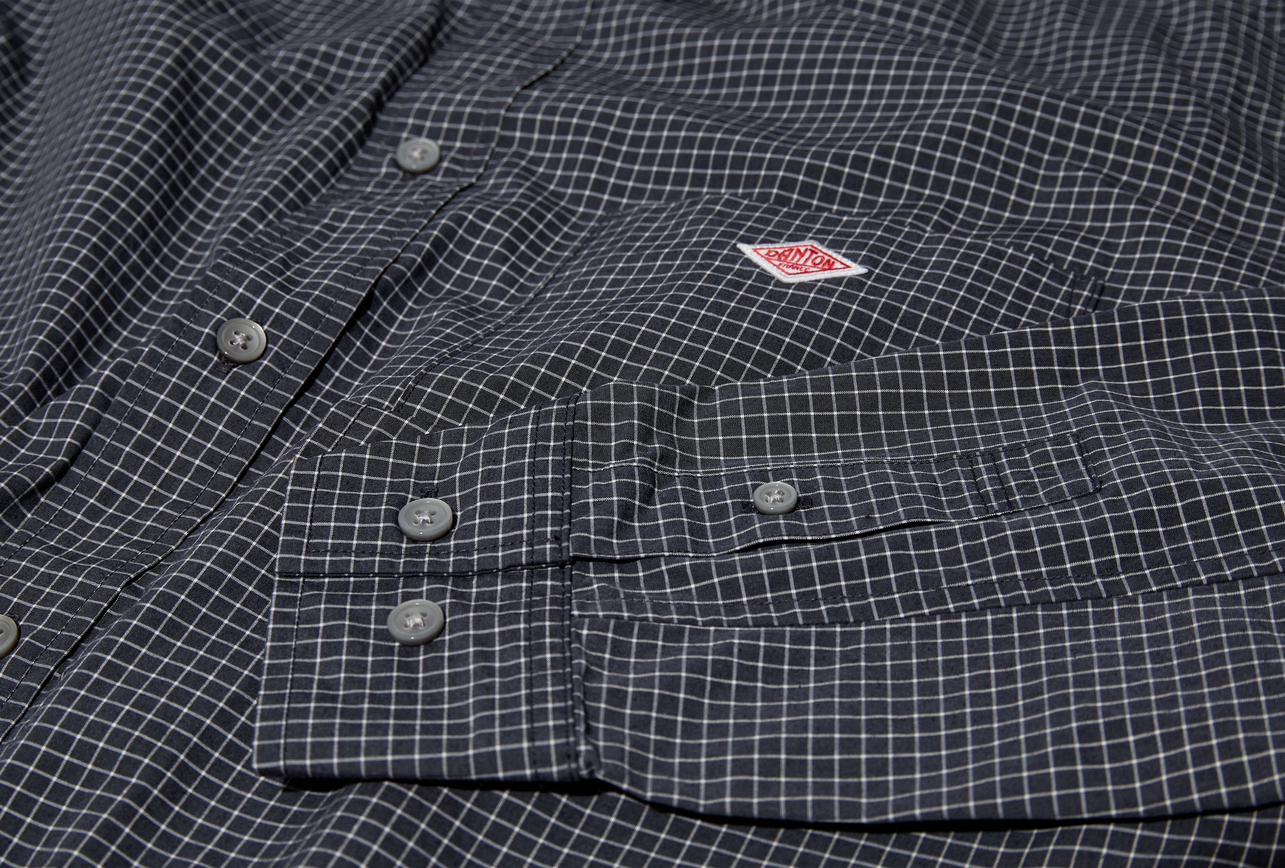 WORK SHIRT JACKET - 50/1COMPACT TYPEWRITER GRAPH CHECK #DT-B0392 CTH Black