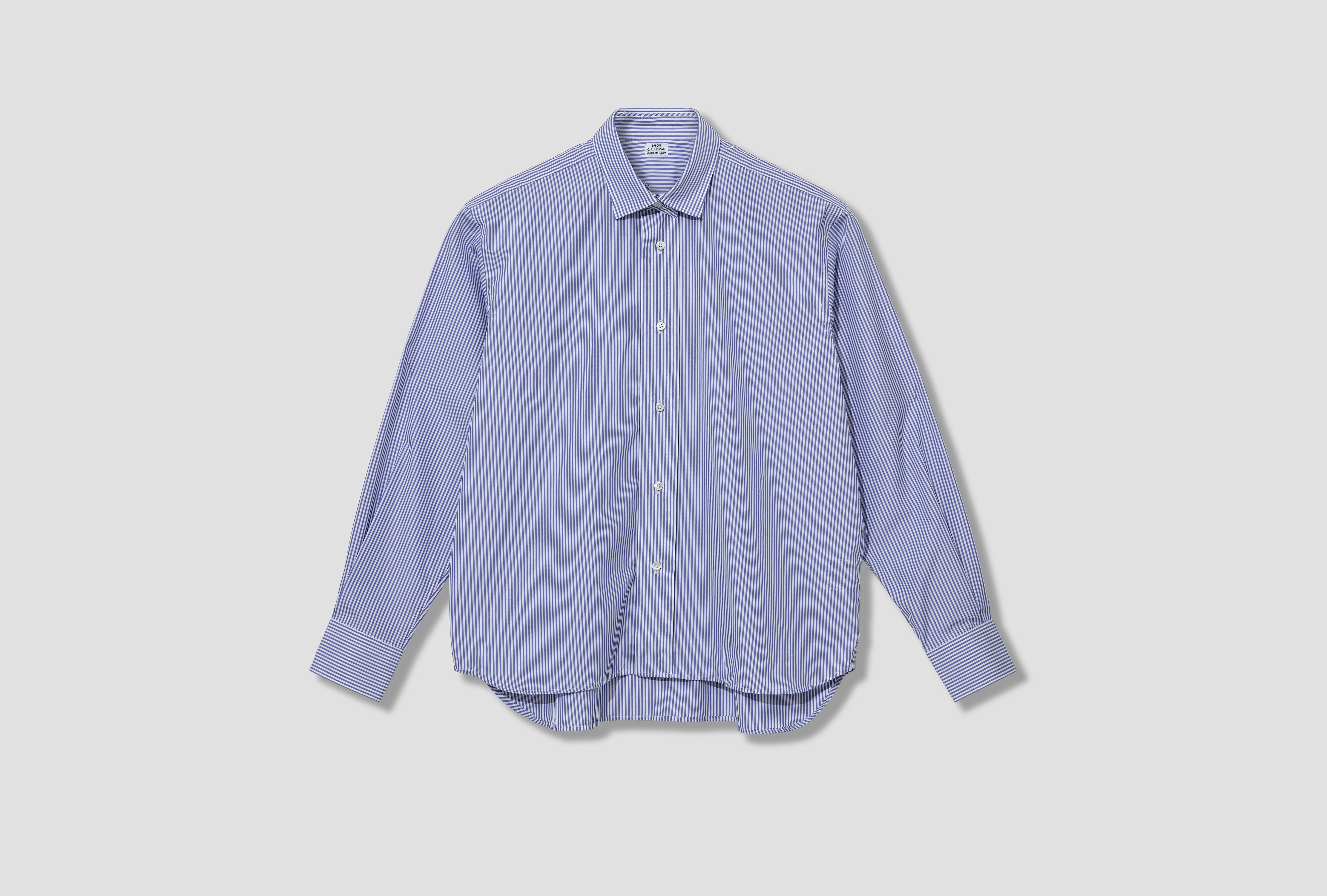 DOUBLE COLLAR SHIRT - COTTON BENGAL STRIPE CL504 Blue