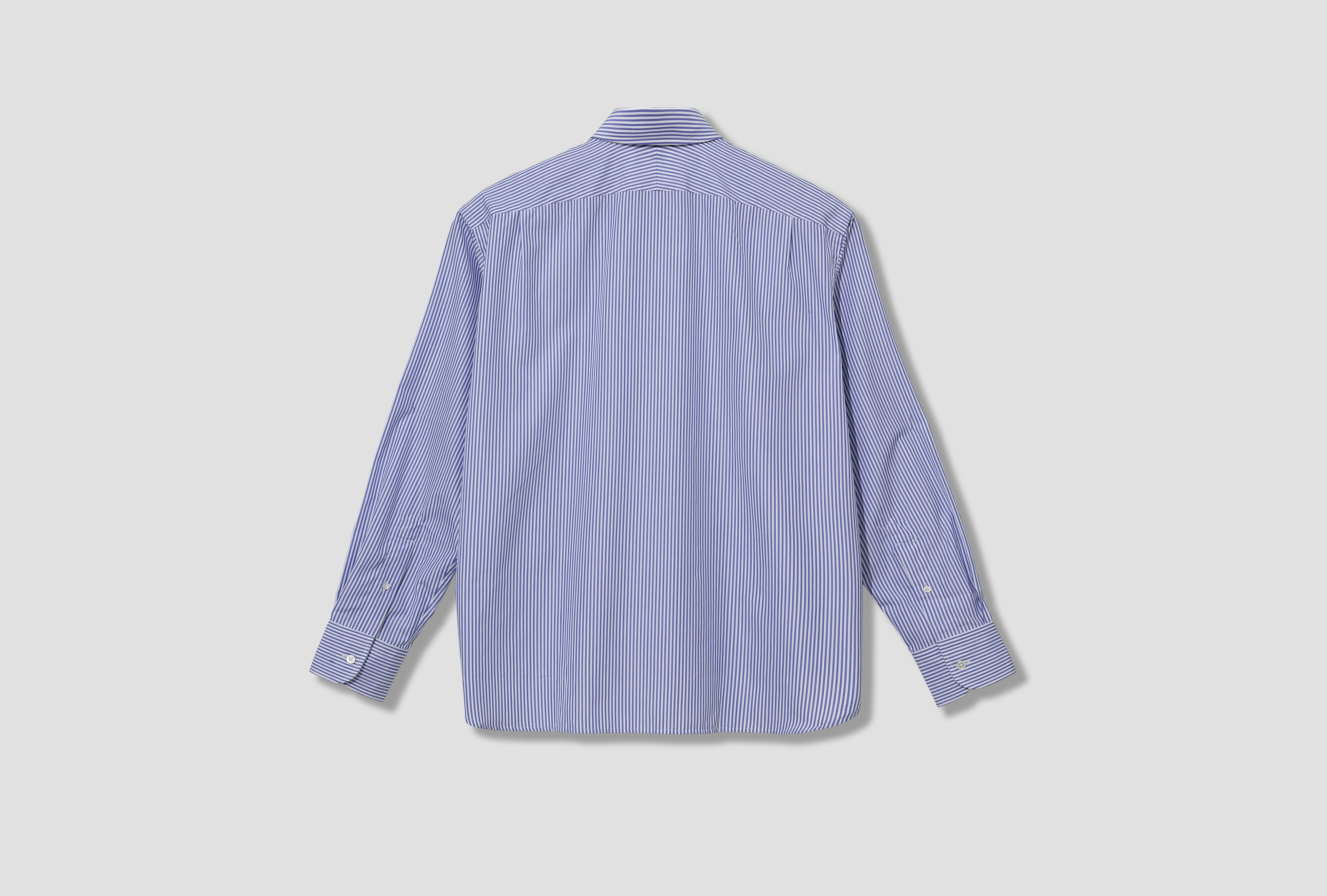 DOUBLE COLLAR SHIRT - COTTON BENGAL STRIPE CL504 Blue