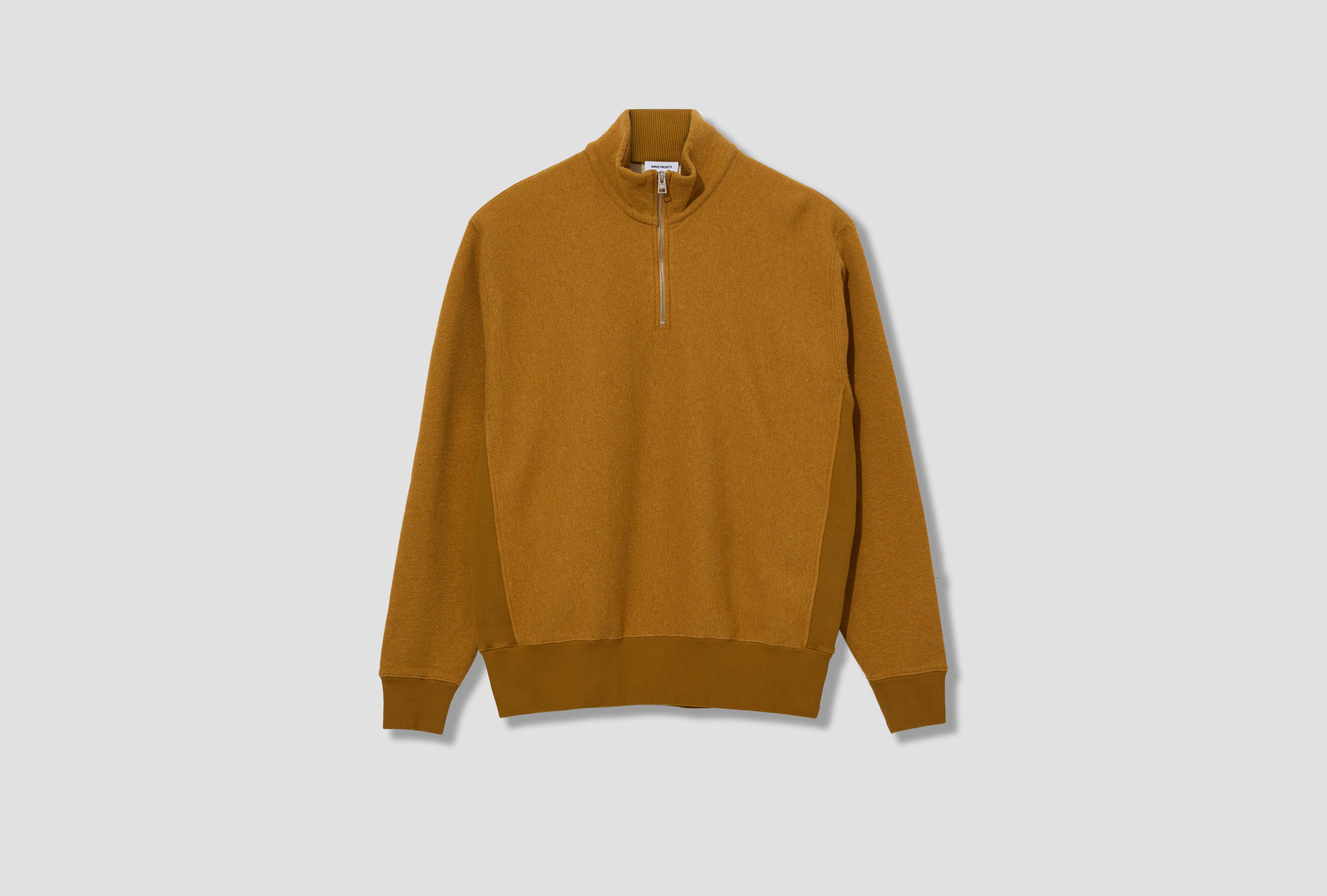 KETEL RELAXED COTTON WOOL HALF ZIP SWEATSHIRT N20-1384 Yellow