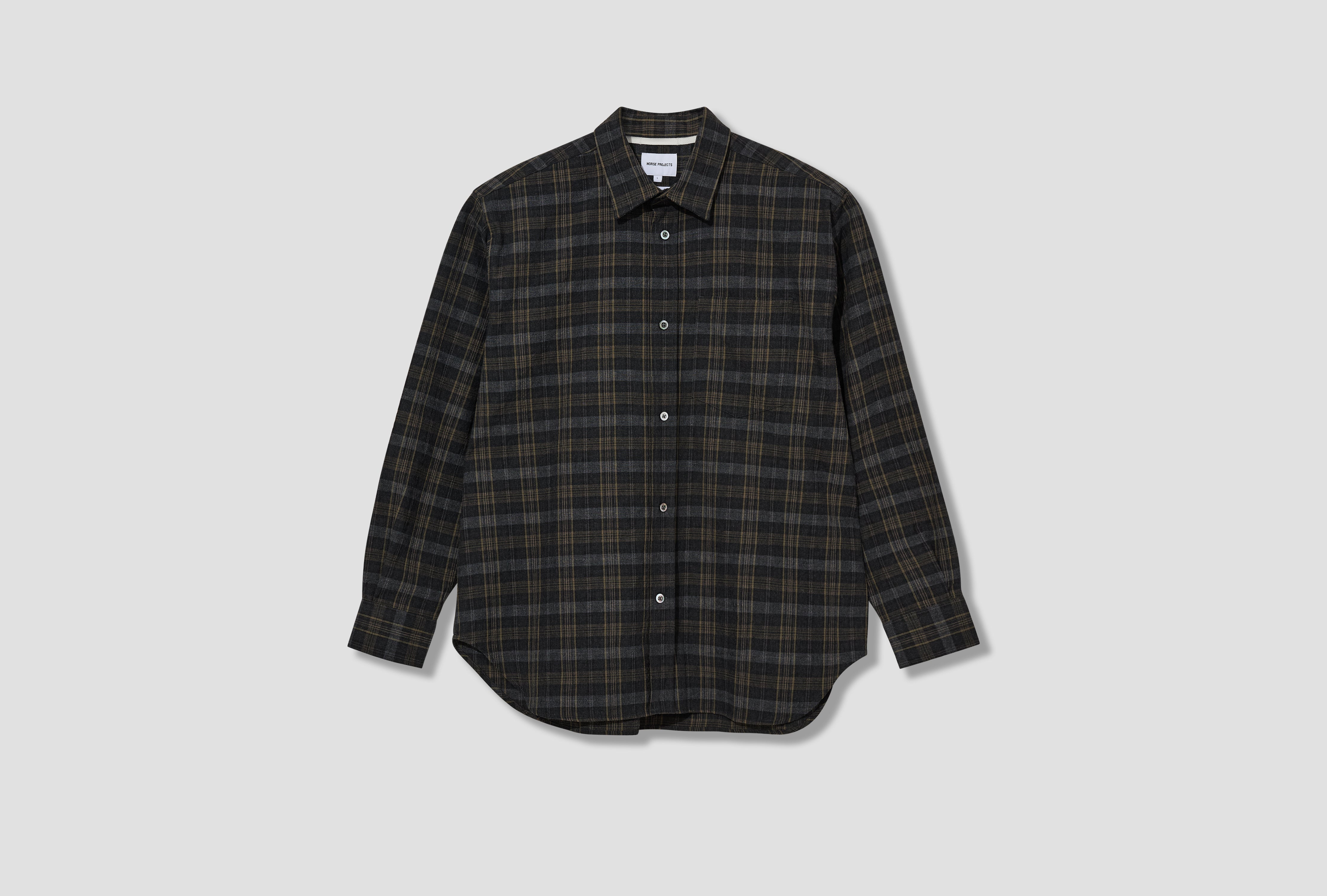 OLE OVERSIZED WOOL CHECK SHIRT N40-0838 Charcoal