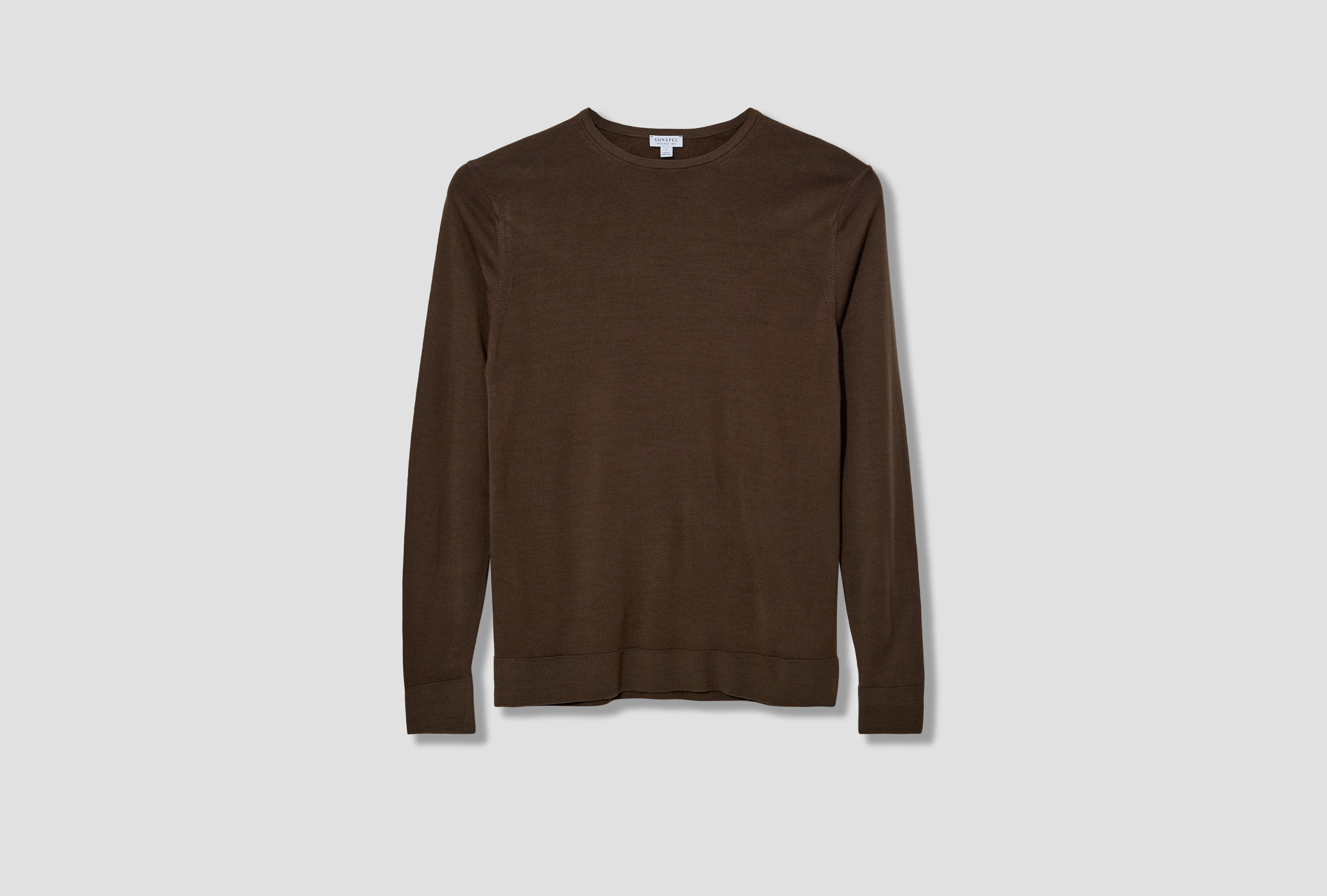 MERINO CREW NECK JUMPER MJUM8058 Brown