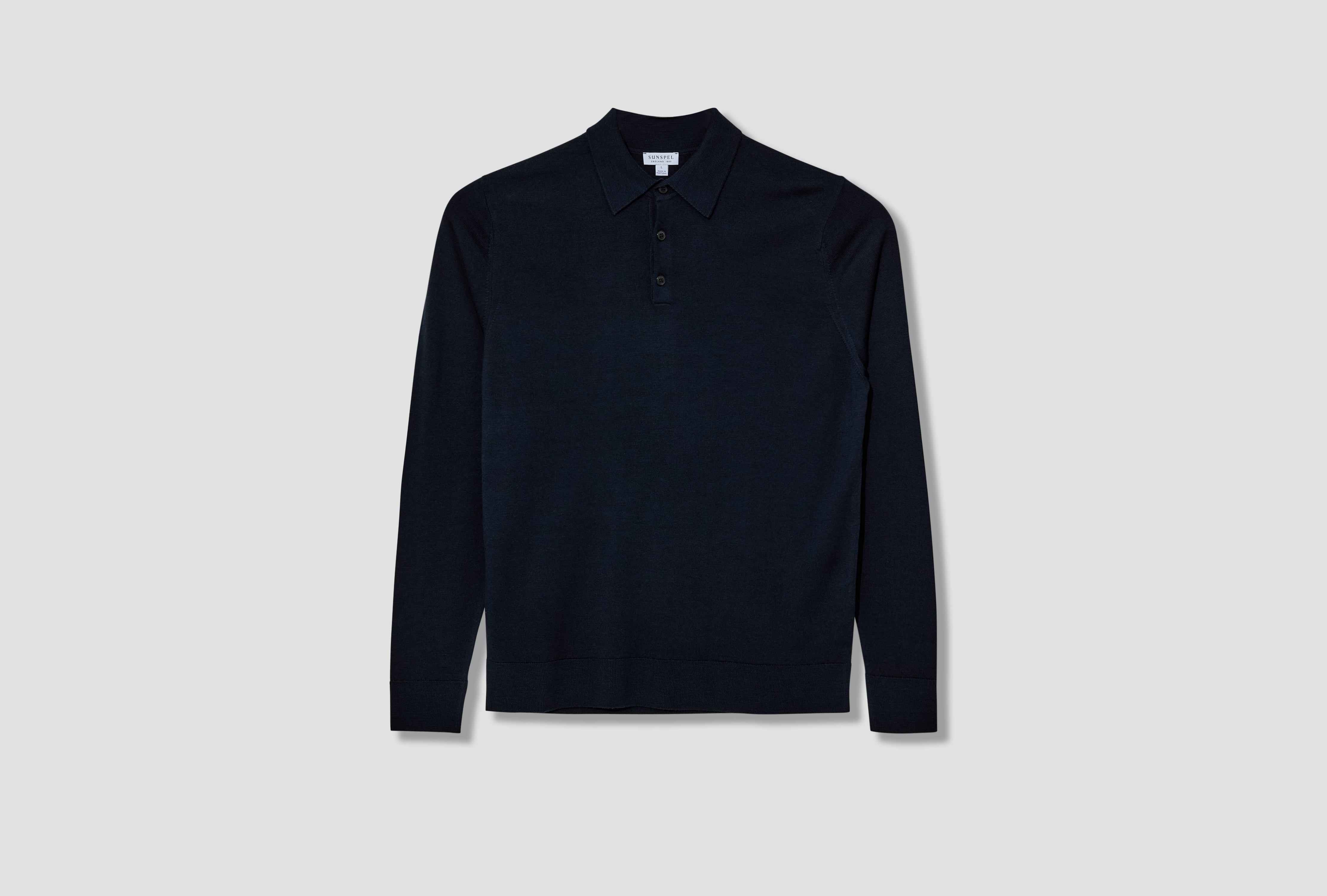 MERINO LONG SLEEVE POLO SHIRT MPOL8092 Navy