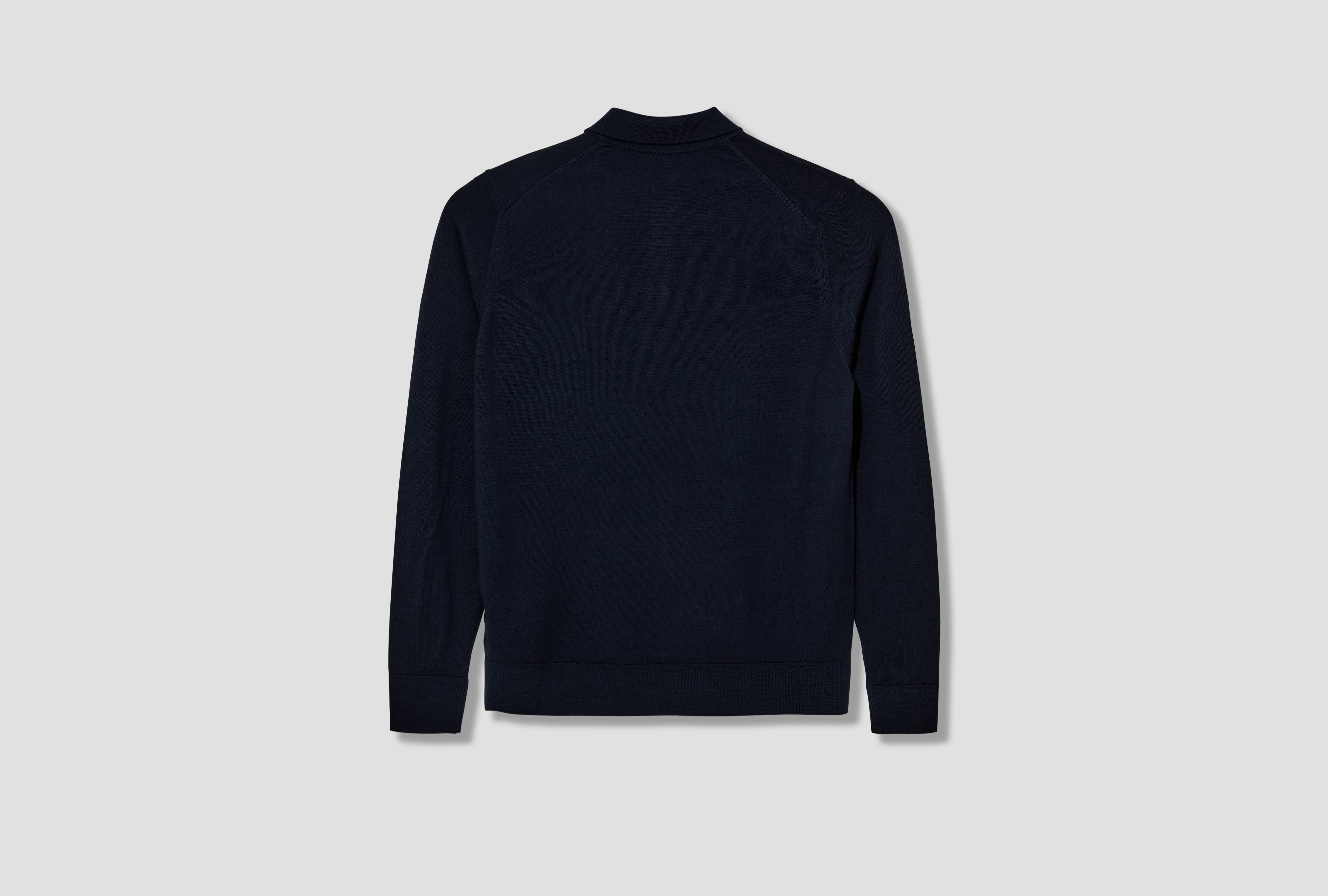 MERINO LONG SLEEVE POLO SHIRT MPOL8092 Navy