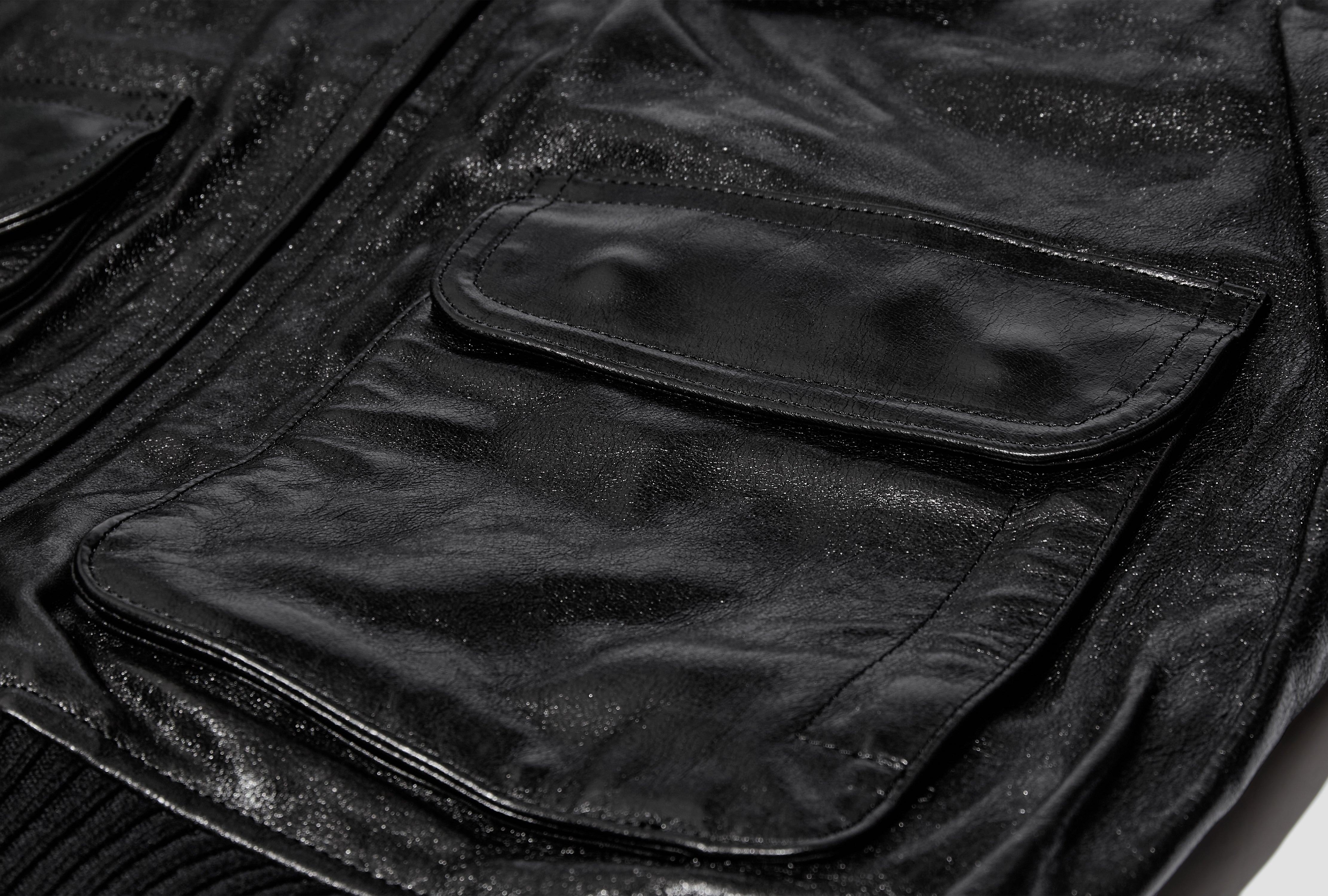 LAMB LEATHER ZIP BLOUSON A25AB01WX Black