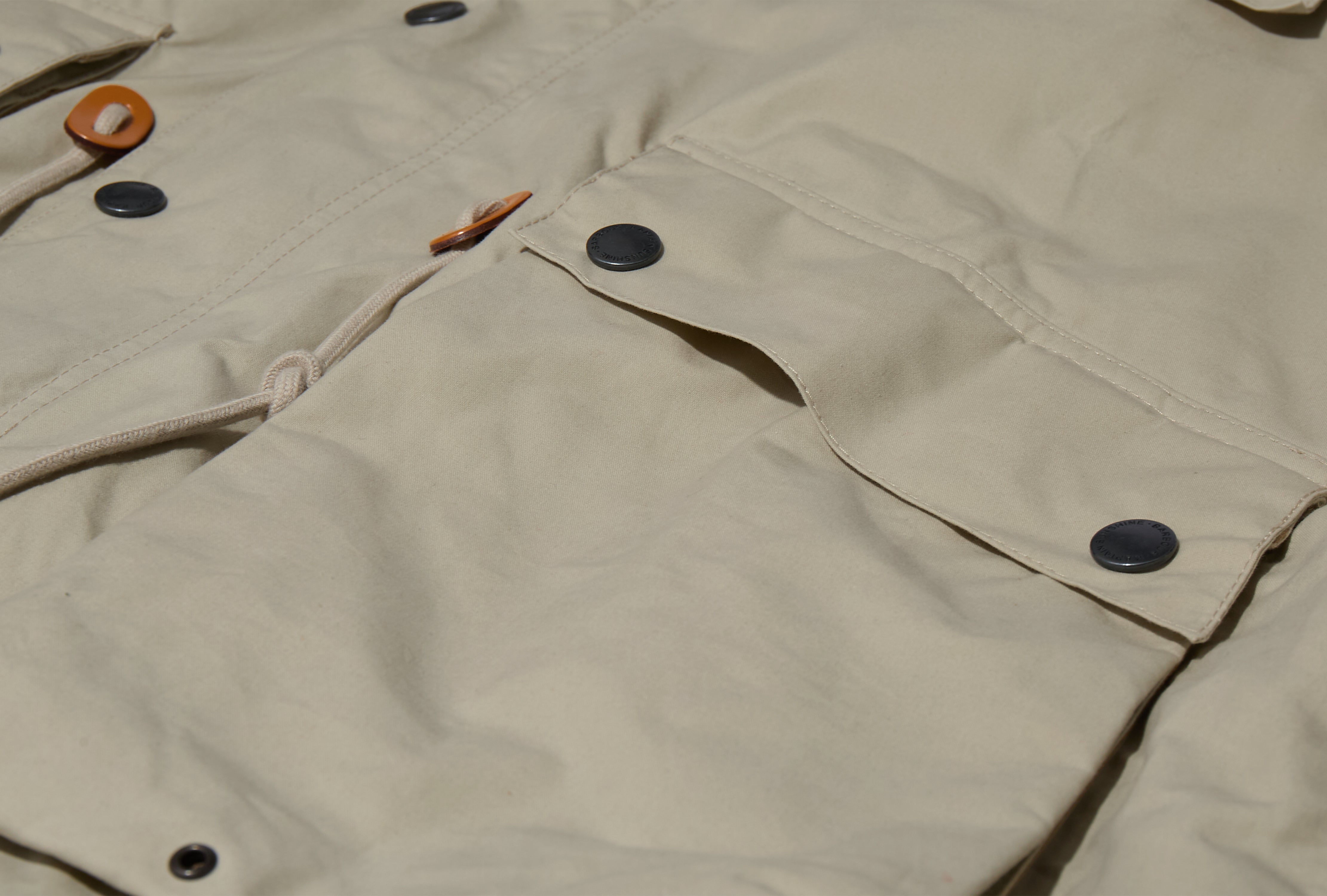 BARBOUR X KAPTAIN SUNSHINE - OVERSIZED BEDALE CASUAL FIELD COAT MCA1071 Light grey
