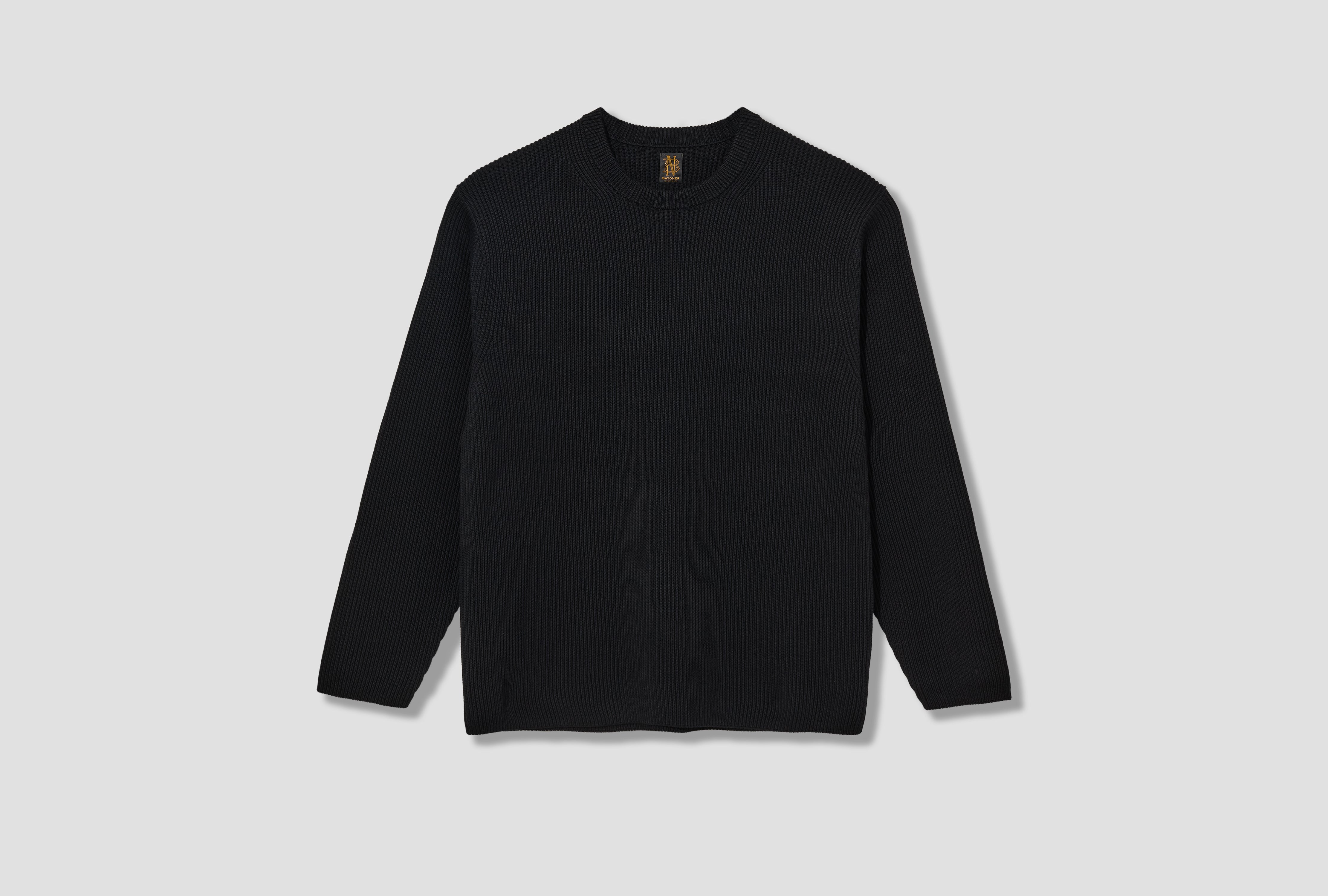 SOLID WOOL RIB CREW NECK BN-25FM-042 Black