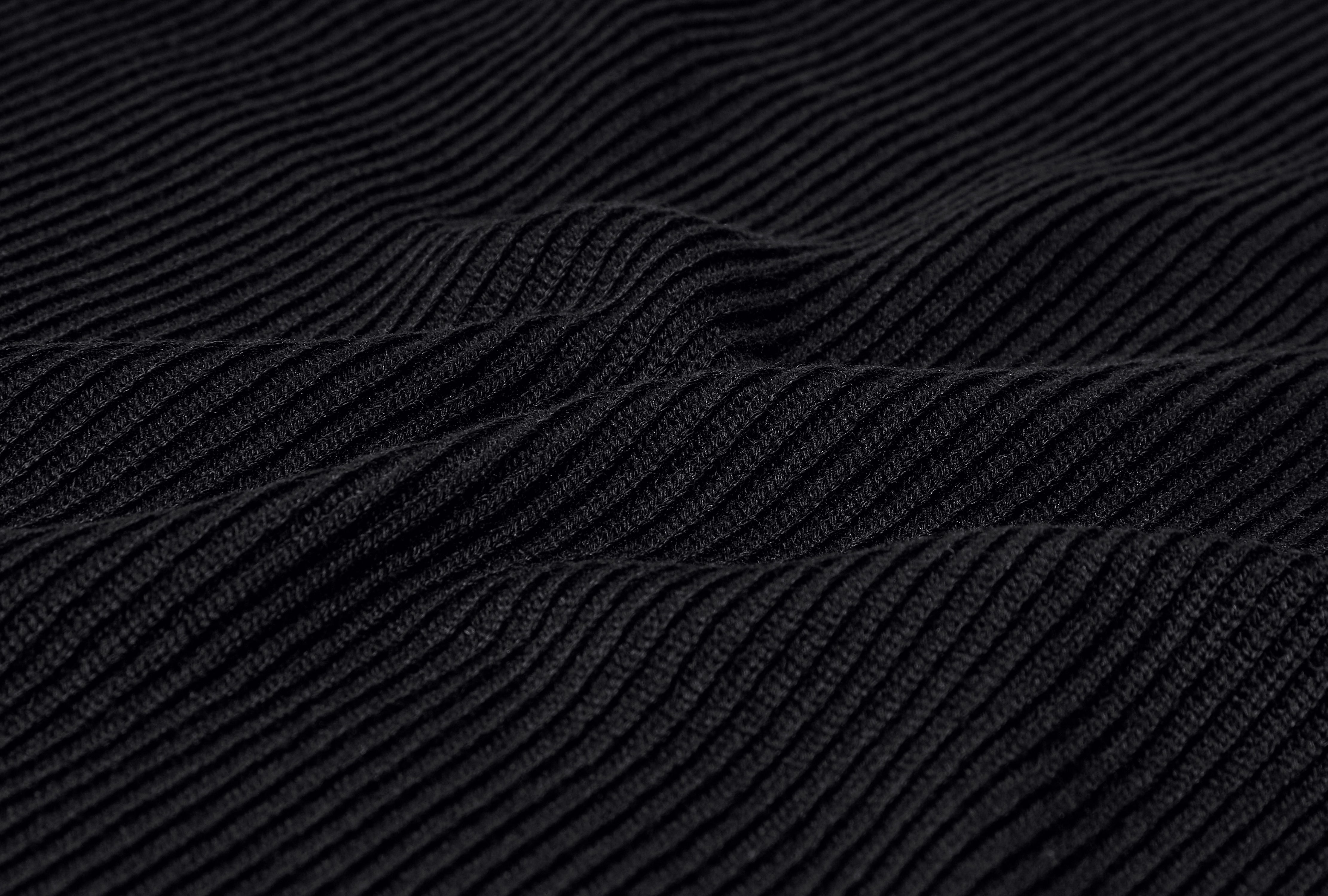 SOLID WOOL RIB CREW NECK BN-25FM-042 Black