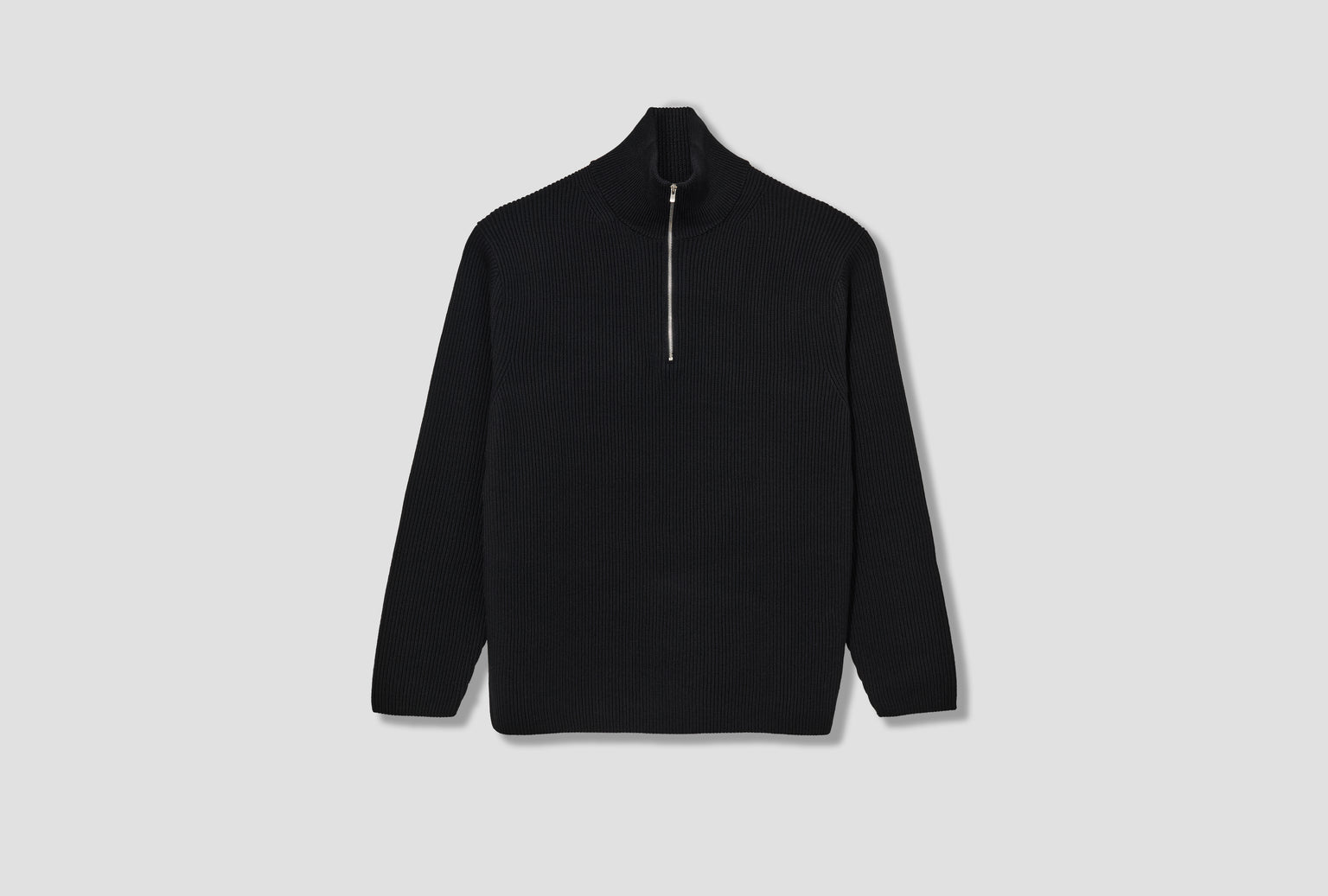 SOLID WOOL RIB HALF ZIP BN-25FM-045 Black