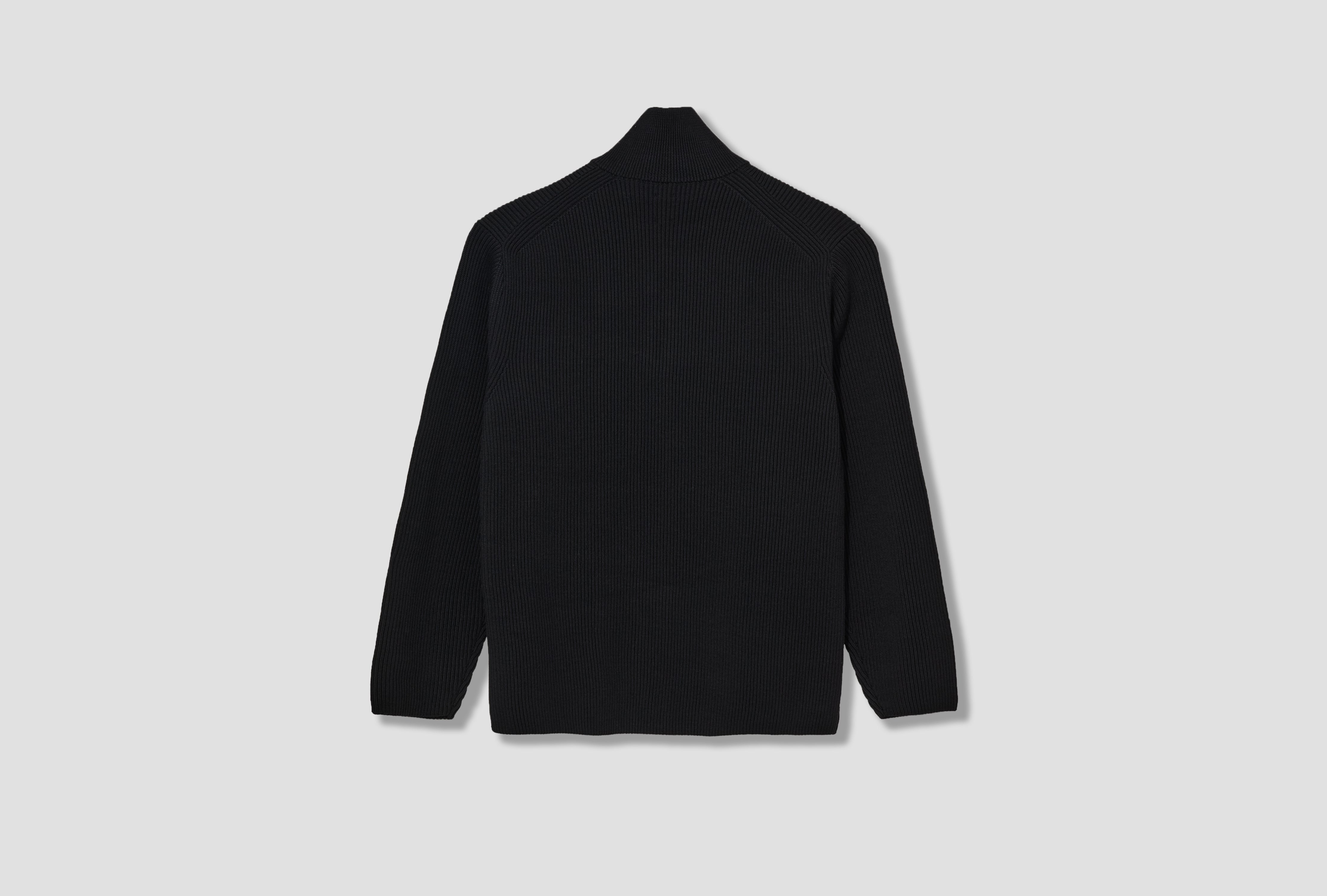 SOLID WOOL RIB HALF ZIP BN-25FM-045 Black