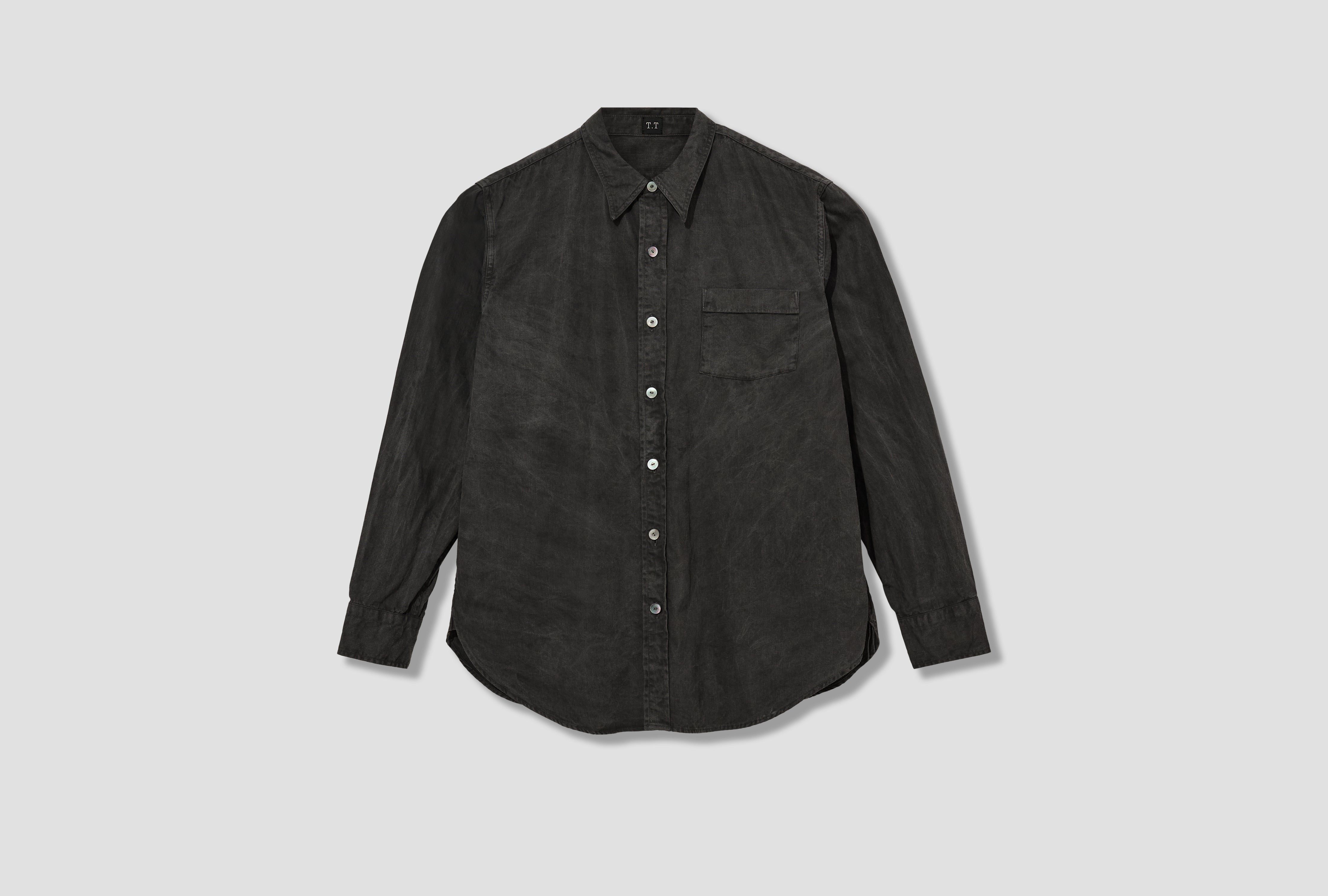 LOT.106 NARROW COLLAR SHIRT - SUMI DYED BLACK TTAW25106