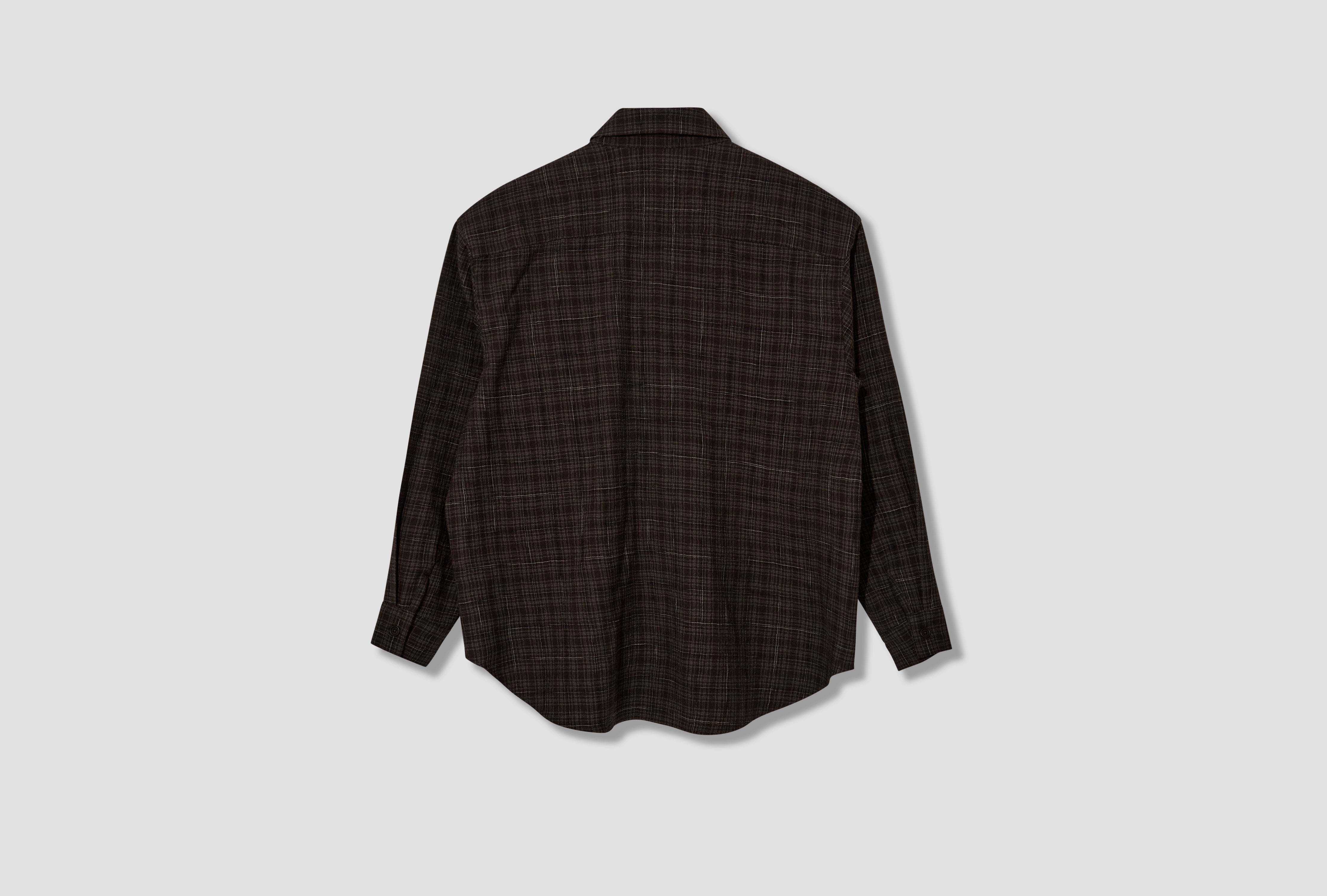BIG SHIRT - KASURI WOOL CHECK / BROWN/BEIGE/NAVY