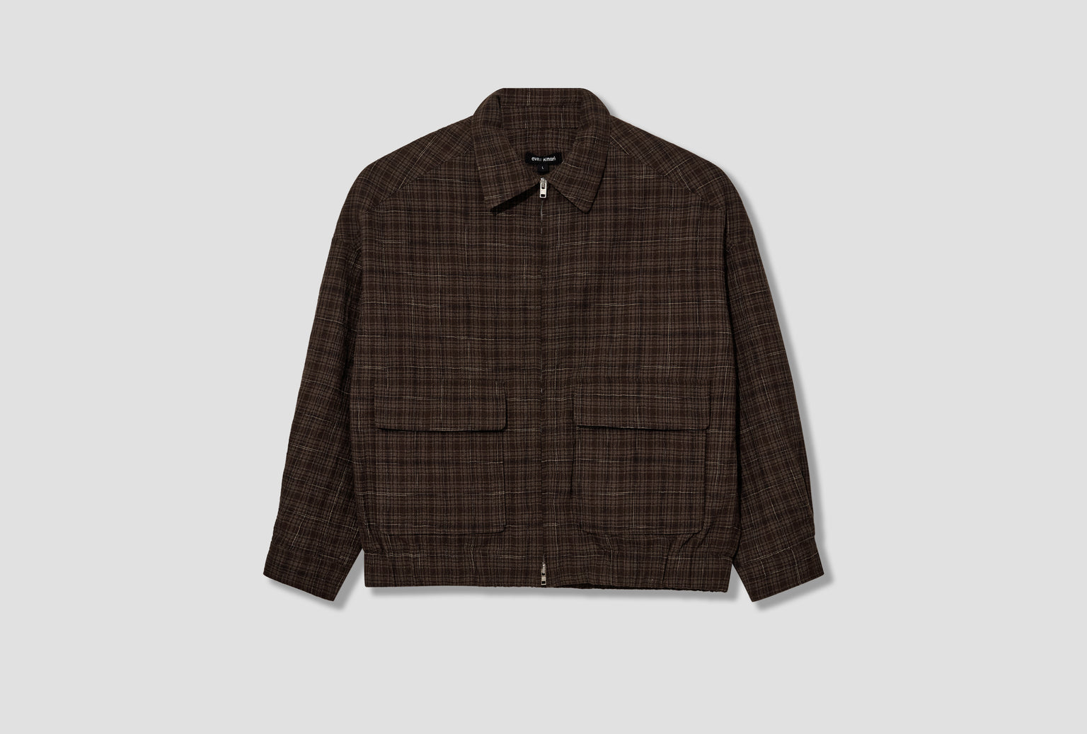 ZIP JACKET TWO - KASURI WOOL CHECK / BROWN/BEIGE/NAVY