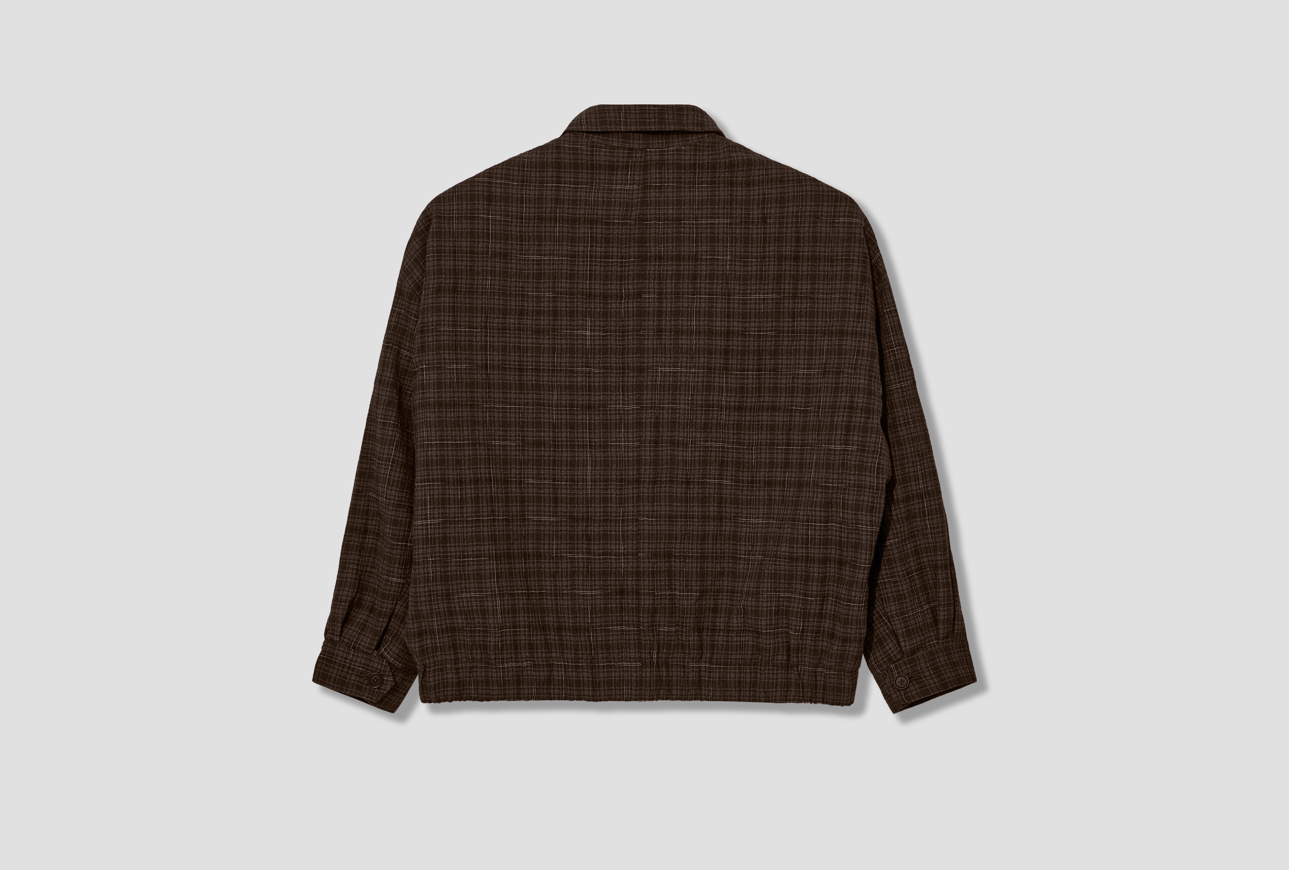 ZIP JACKET TWO - KASURI WOOL CHECK / BROWN/BEIGE/NAVY