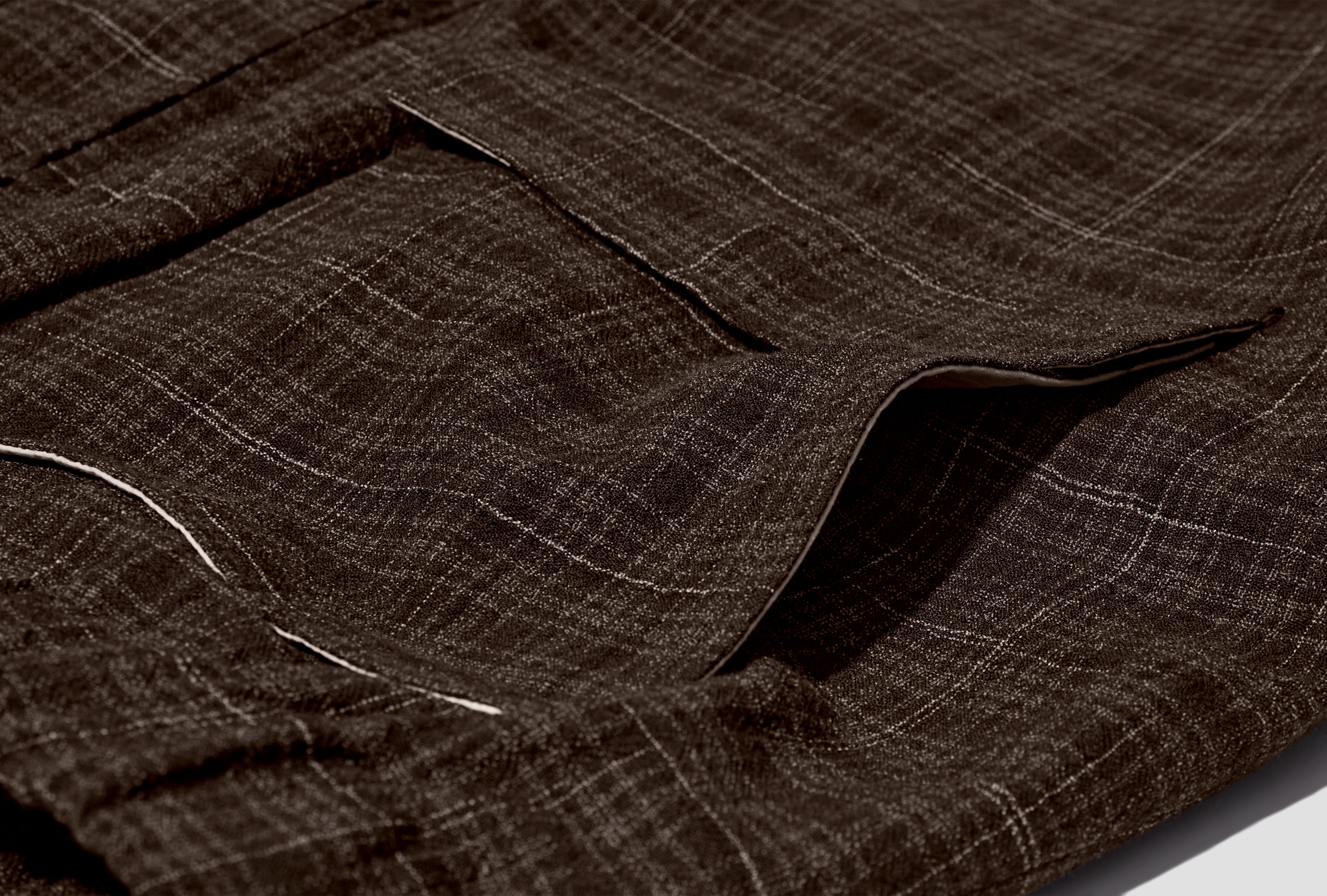 ZIP JACKET TWO - KASURI WOOL CHECK / BROWN/BEIGE/NAVY