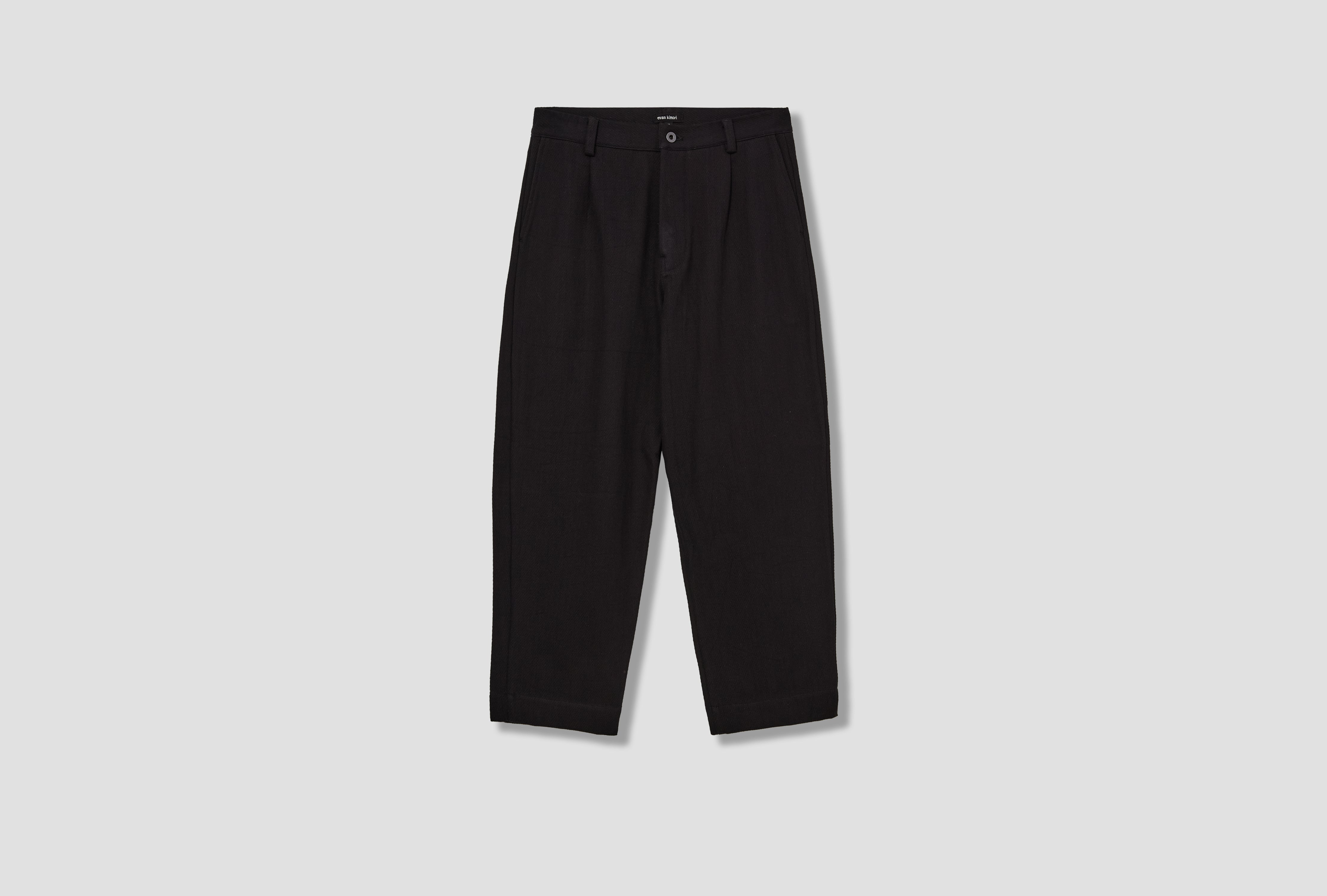 SINGLE PLEAT PANT - COTTON KERSEY / BLACK