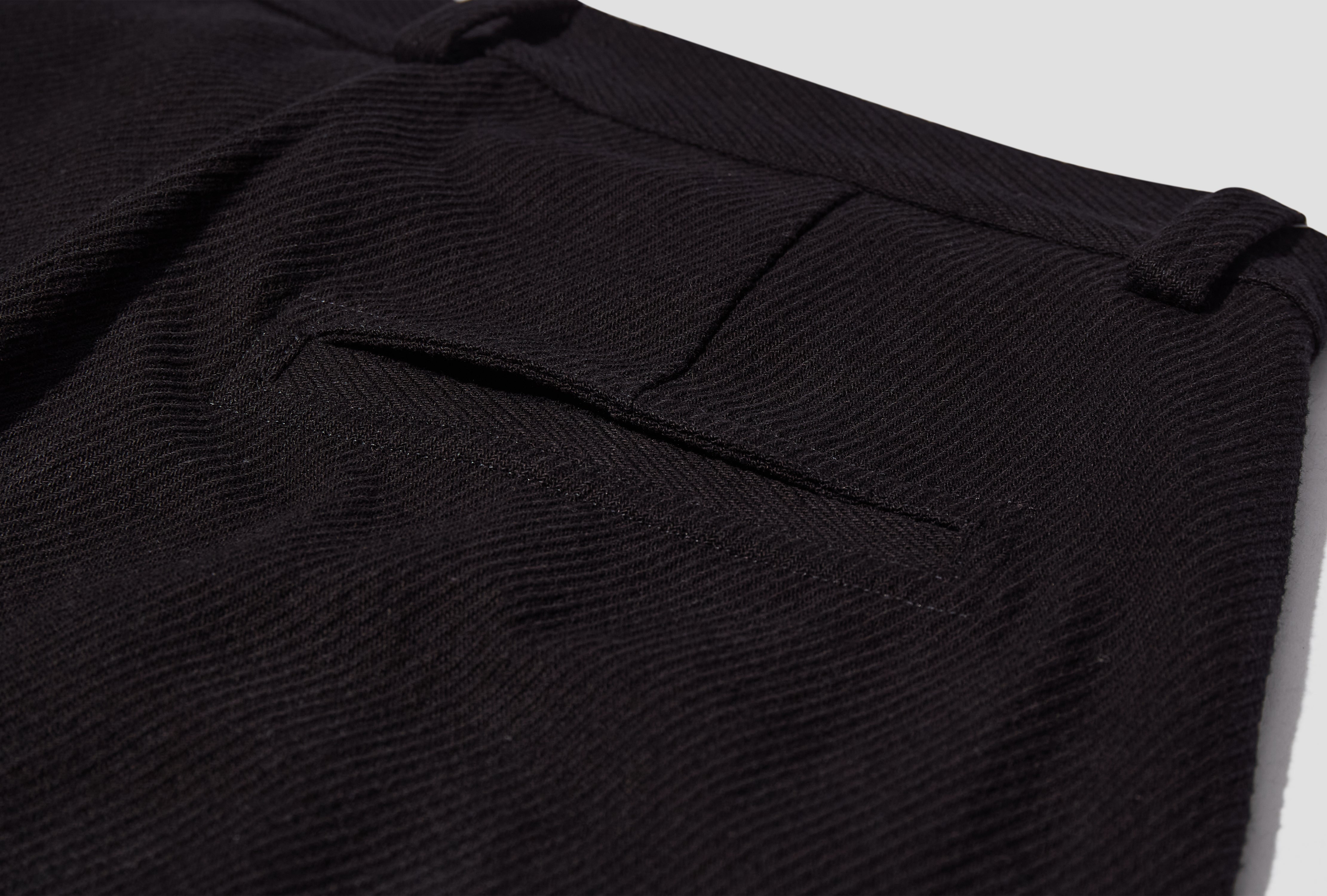 SINGLE PLEAT PANT - COTTON KERSEY / BLACK