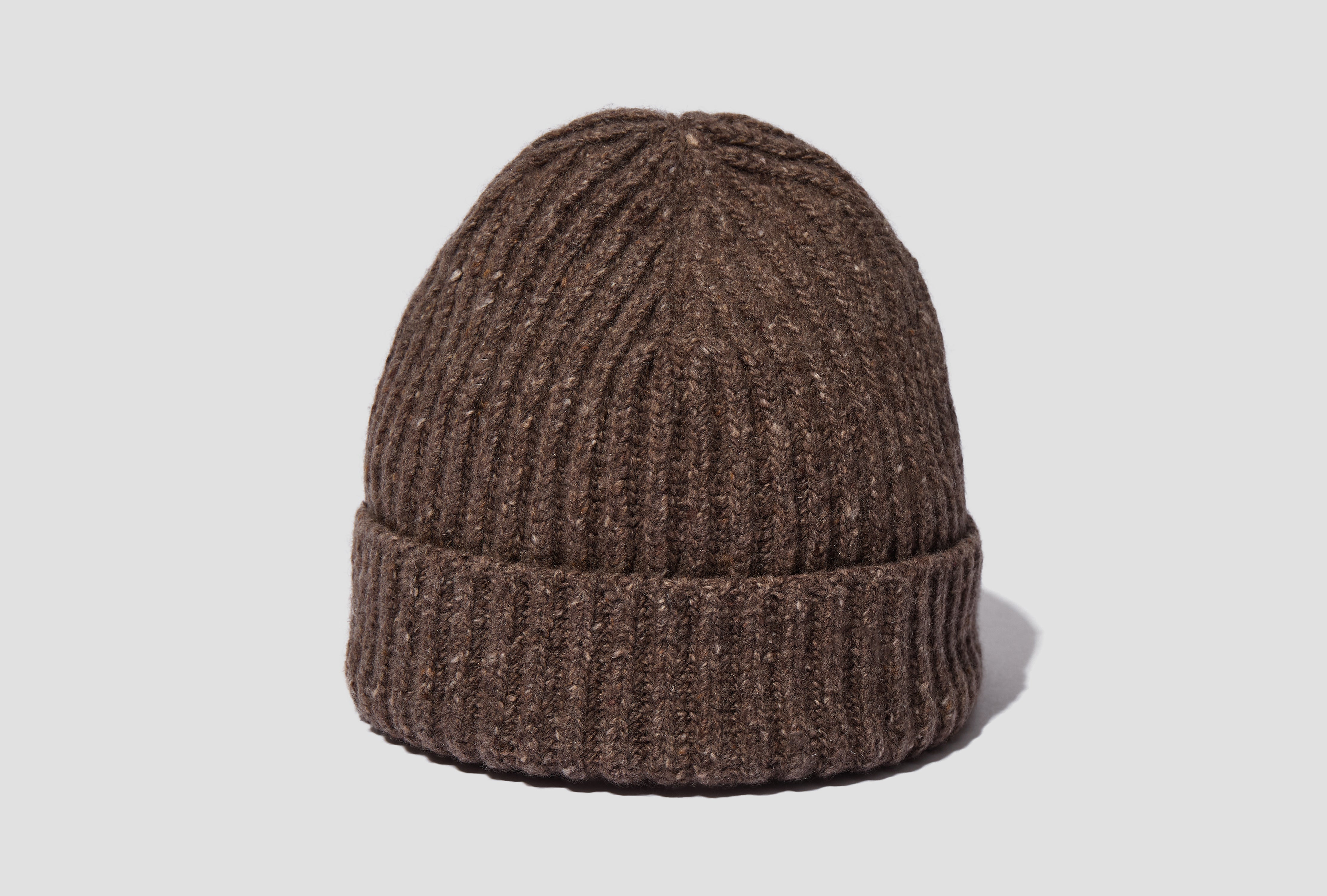 KNIT HAT - CASHMERE/WOOL TWEED / LIGHT BROWN