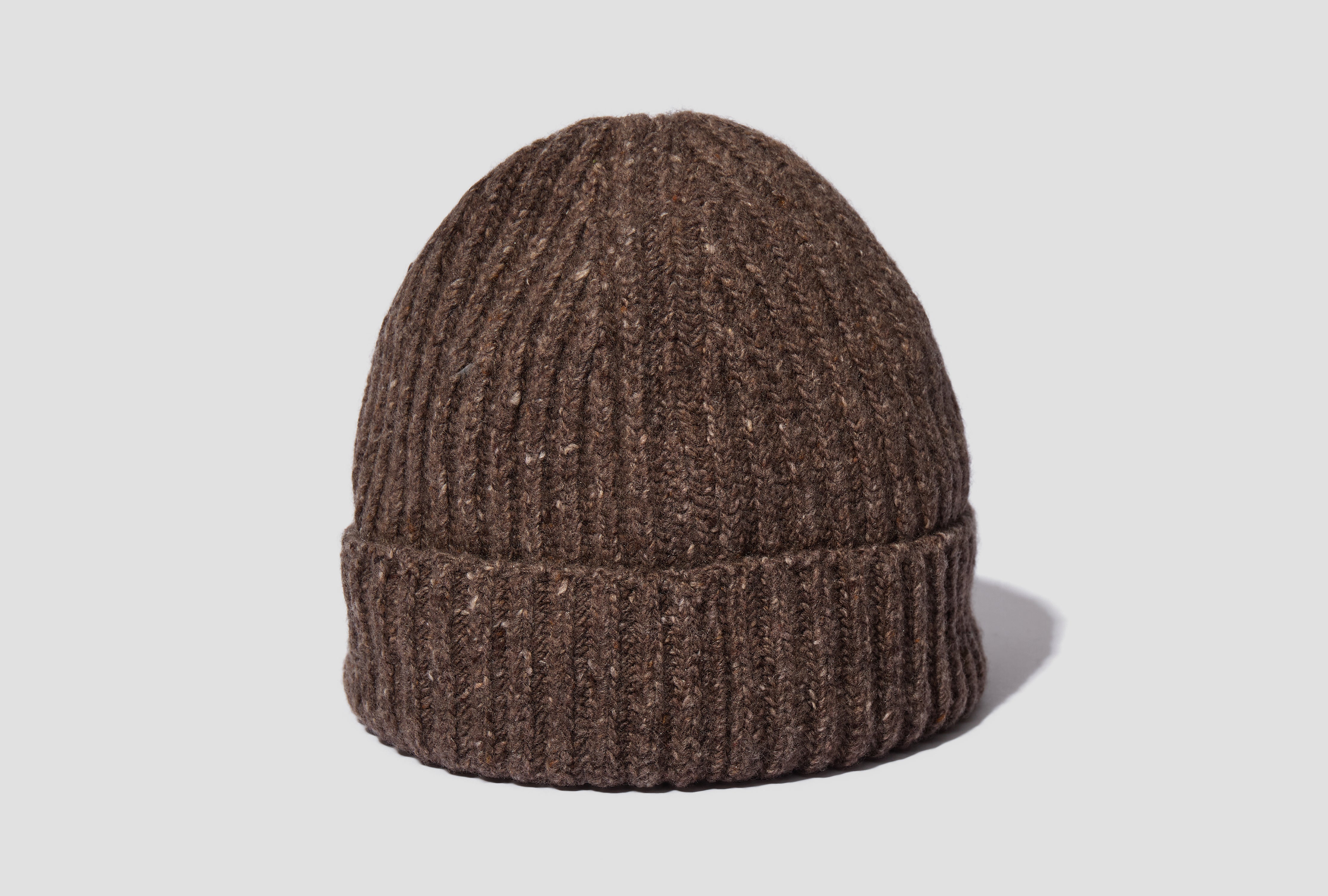 KNIT HAT - CASHMERE/WOOL TWEED / LIGHT BROWN