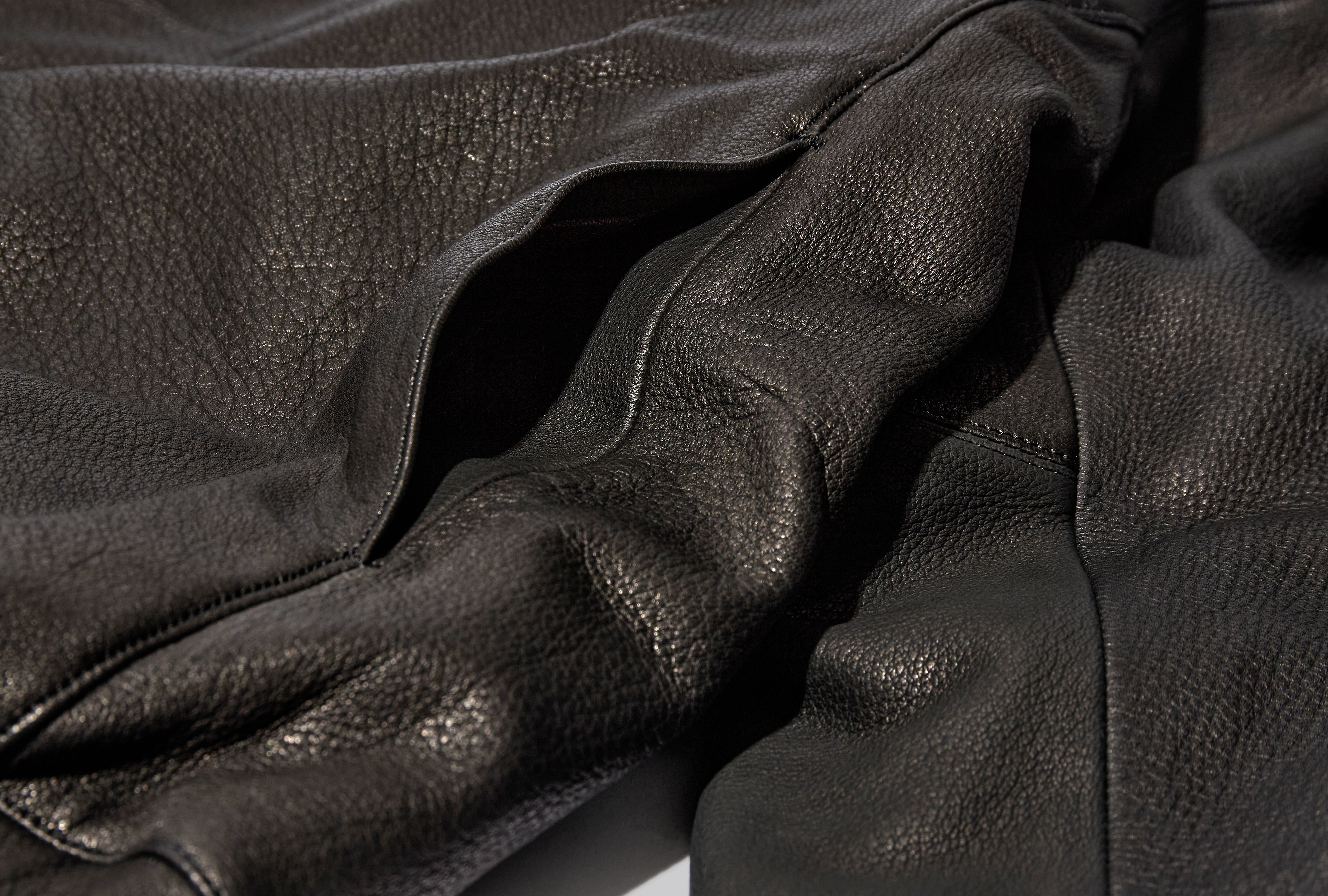DOWN BLOUSON - BLACK ECO DEERSKIN R19D3