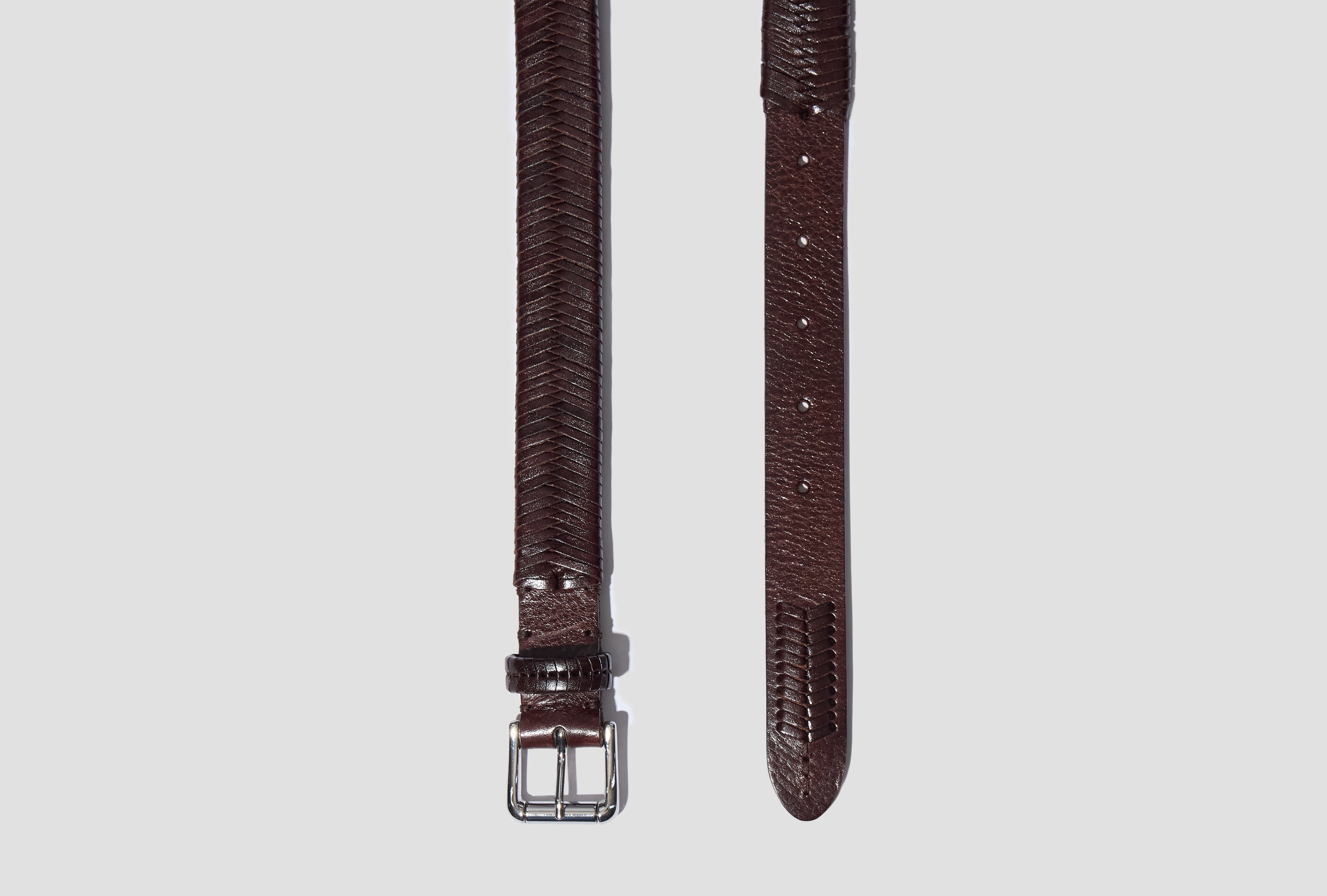 WEAVED BELT 25 - SHINY COW LEATHER AC1235 LL0172 Dark brown
