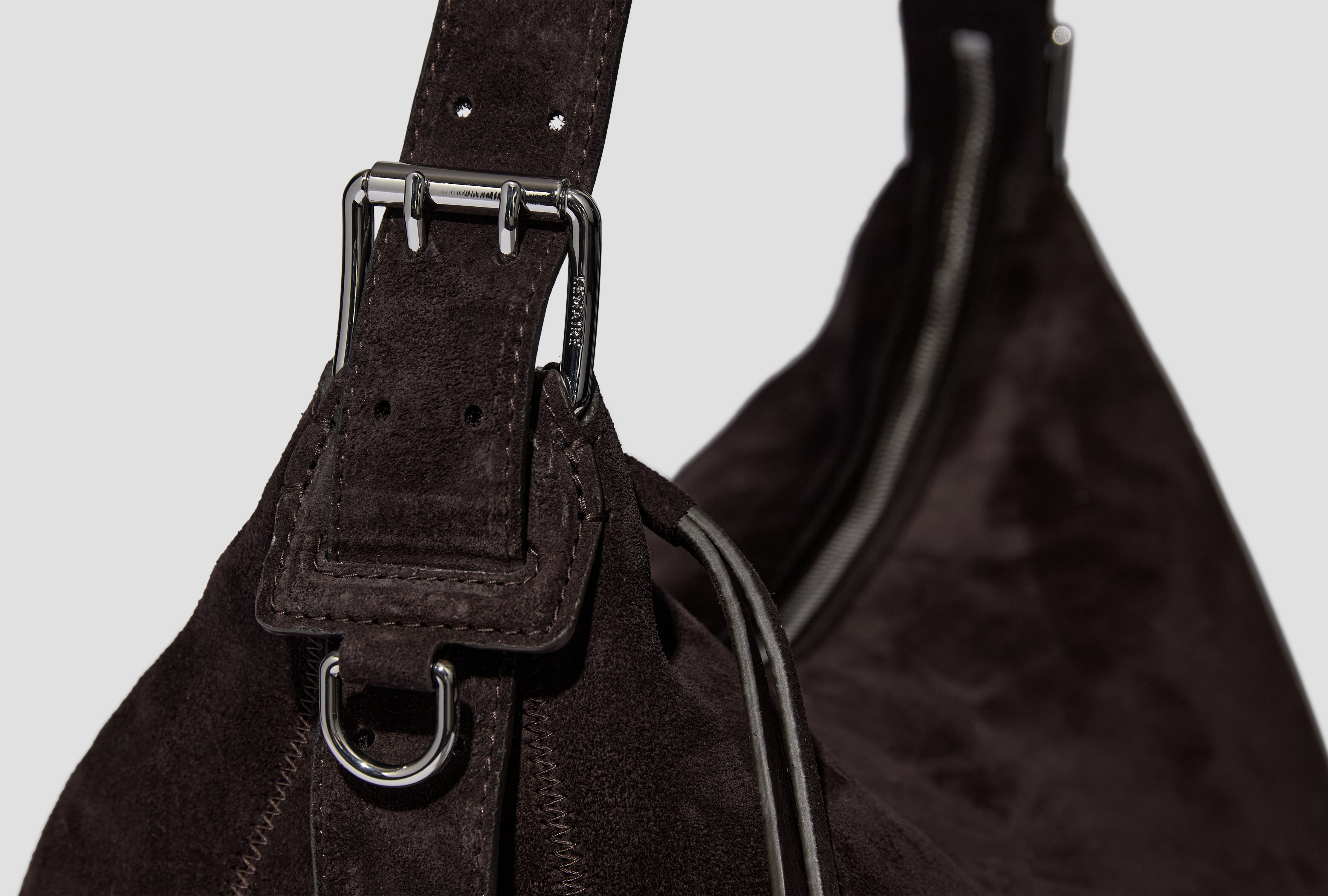 BELTED HOBO BAG - SUEDE LEATHER BG0189 LL0125 Dark brown