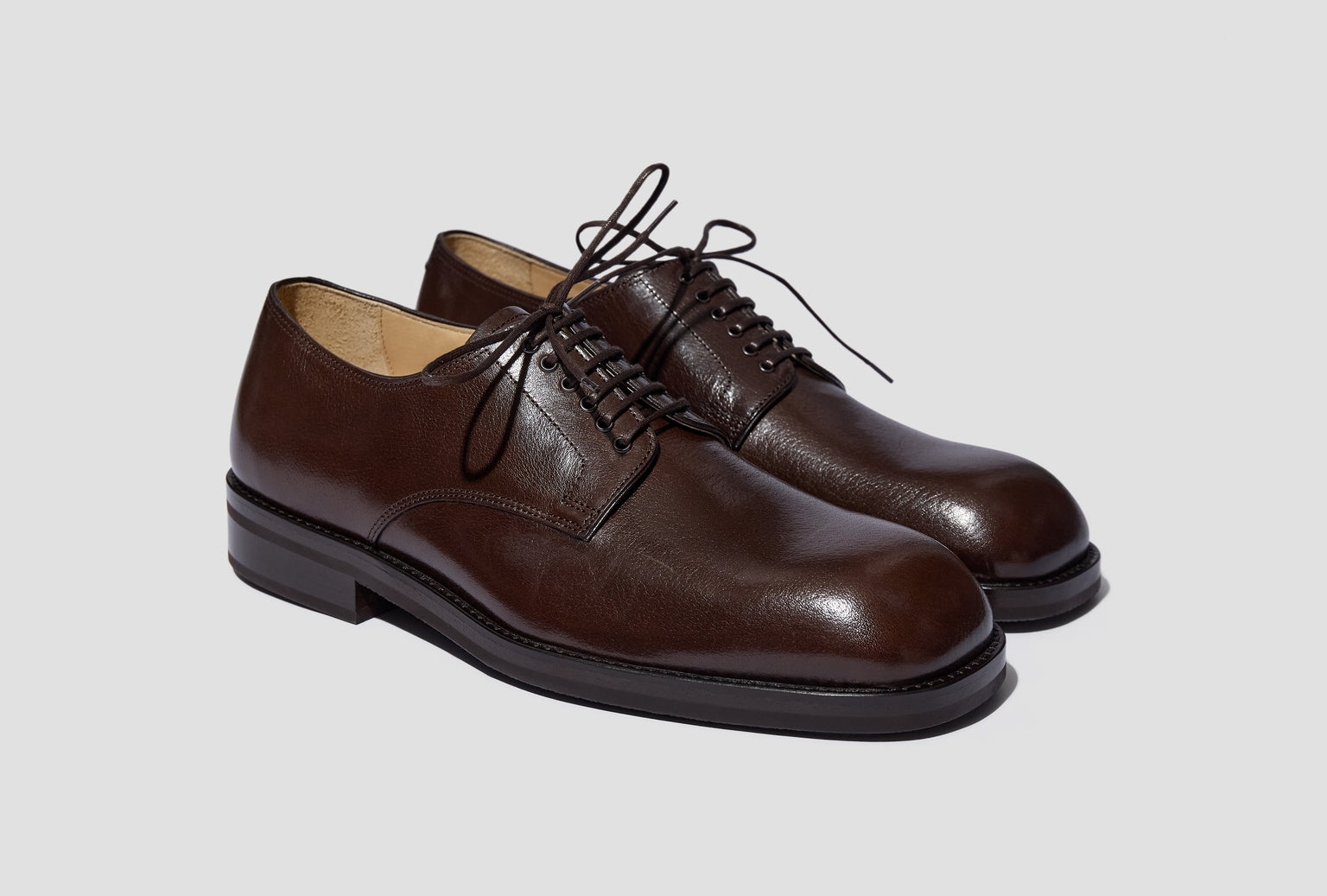DERBIES - SHINY BUFFALO LEATHER FO0244 LL0042 Dark brown