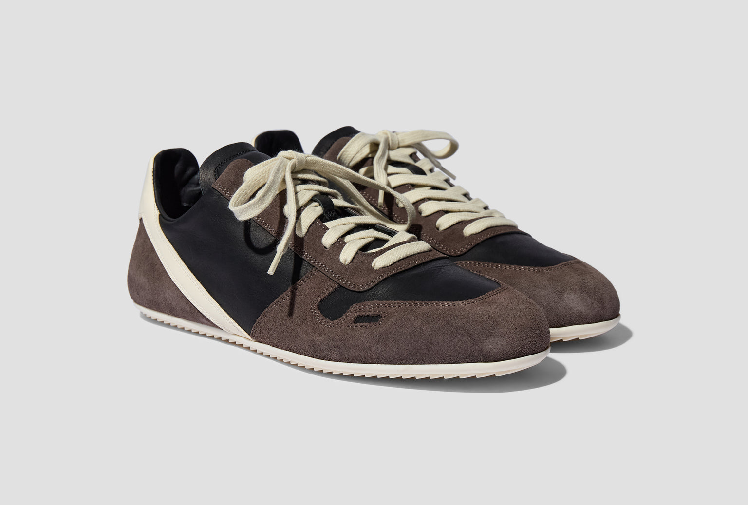 MINIMAL SNEAK - SUEDE LEATHER AND FULL GRAIN COW LEATHER / DRKDUST/BLACK/MILK/MILK RU02E1889 LVOOCO
