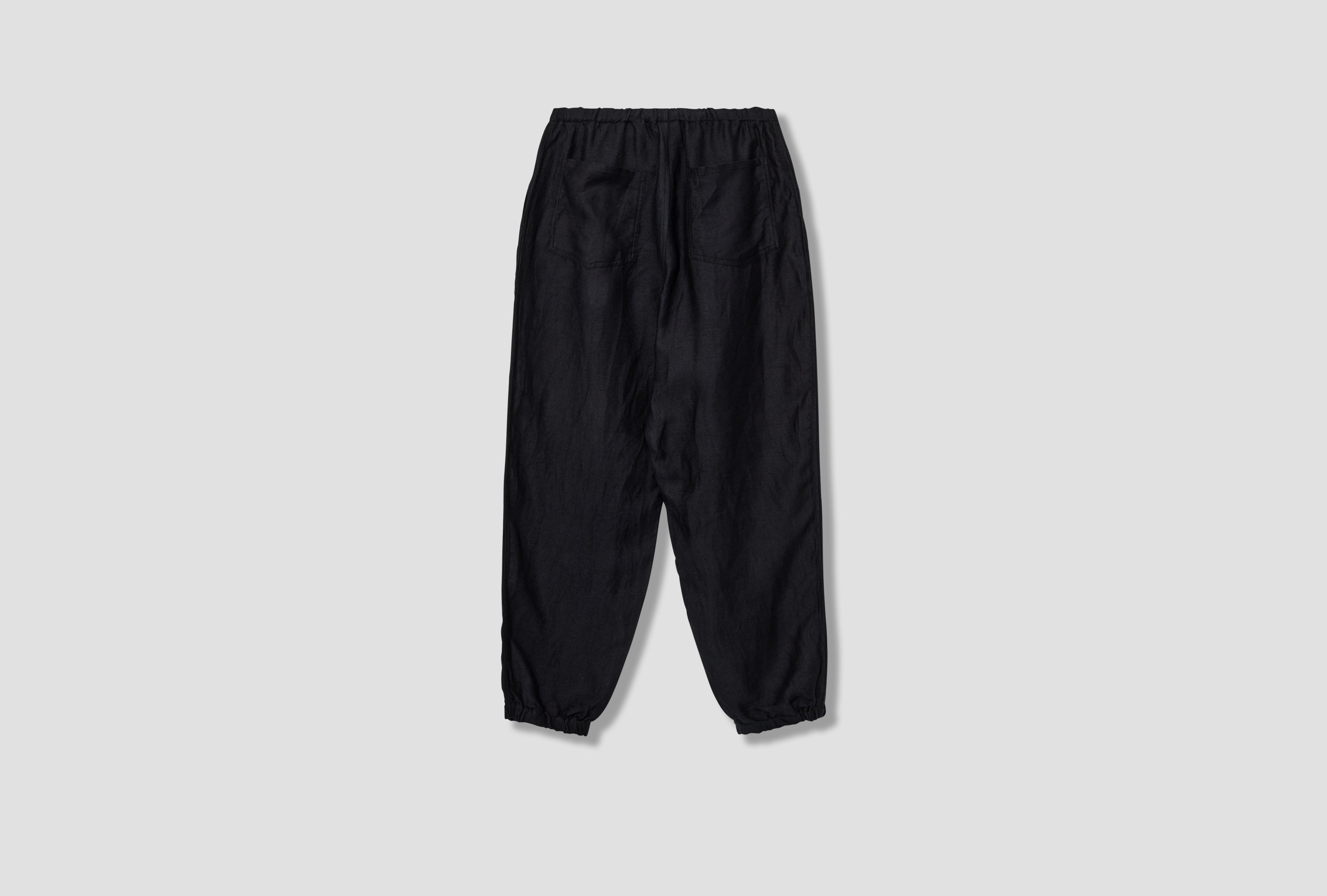 LINEN SATIN DRAWSTRING PANTS B01-03019 Black