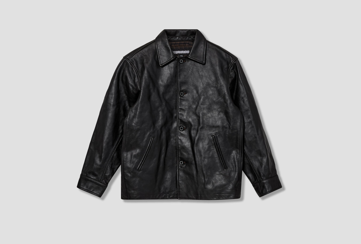 LEATHER CAR COAT 252SZNH-JKM06 Black